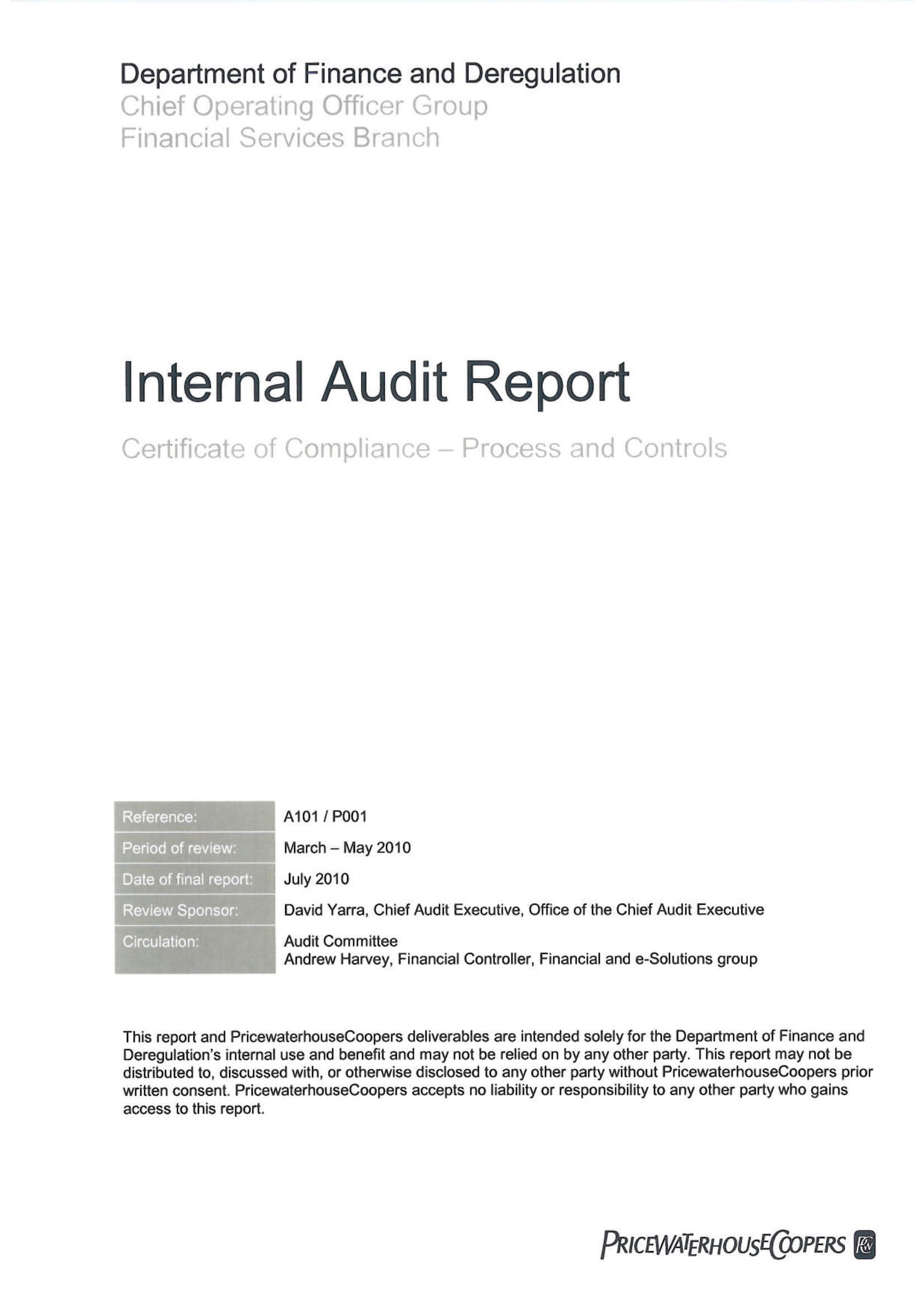 017 Detailed Internal Audit Report Example Template Intended For Internal Control Audit Report Template