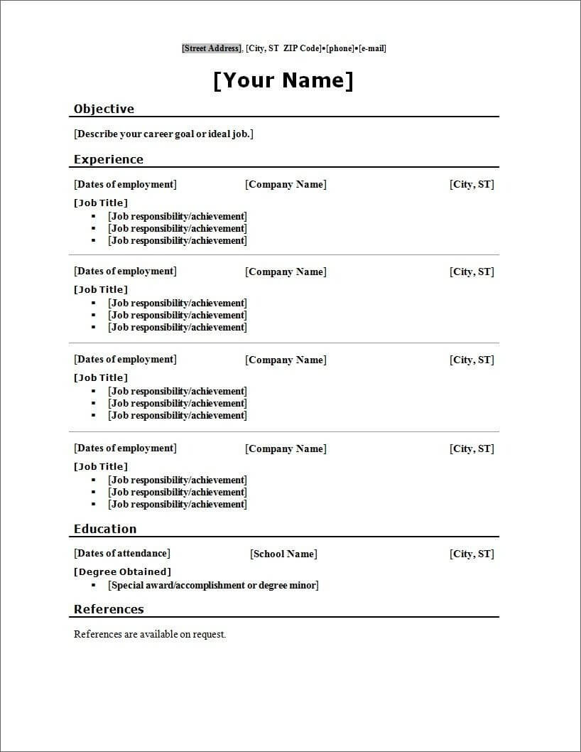 018 Blank Resume Template Microsoft Word Templates For Ms In Free Blank Cv Template Download