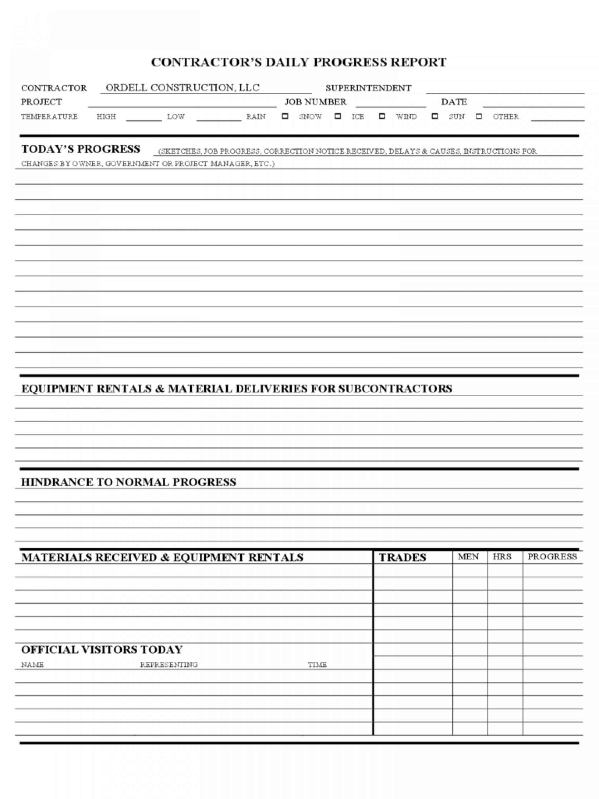 018 Construction Daily Report Template Excel Ideas Format Inside Construction Daily Report Template Free