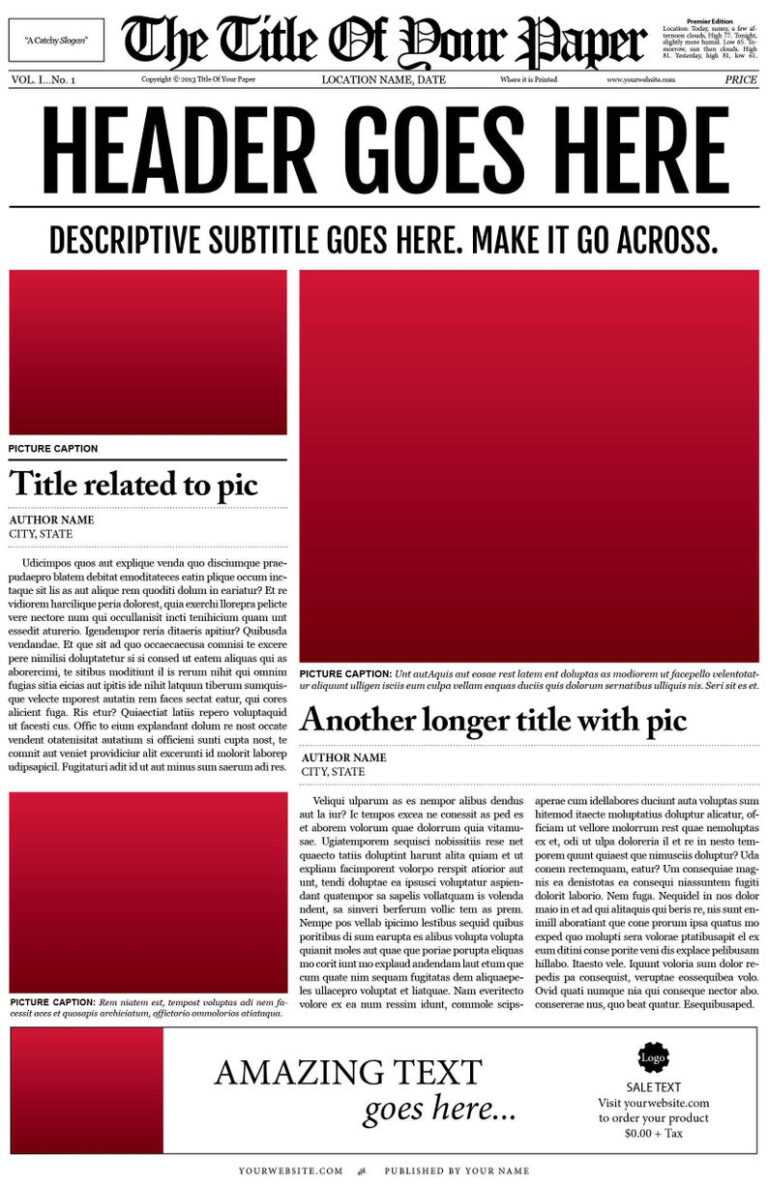 newspaper article template free for word