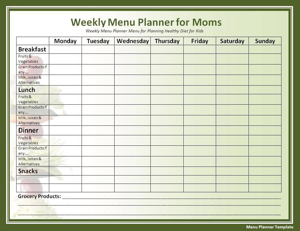 018 Template Ideas Free Menu Planner Templates For Word Meal Intended For Meal Plan Template Word