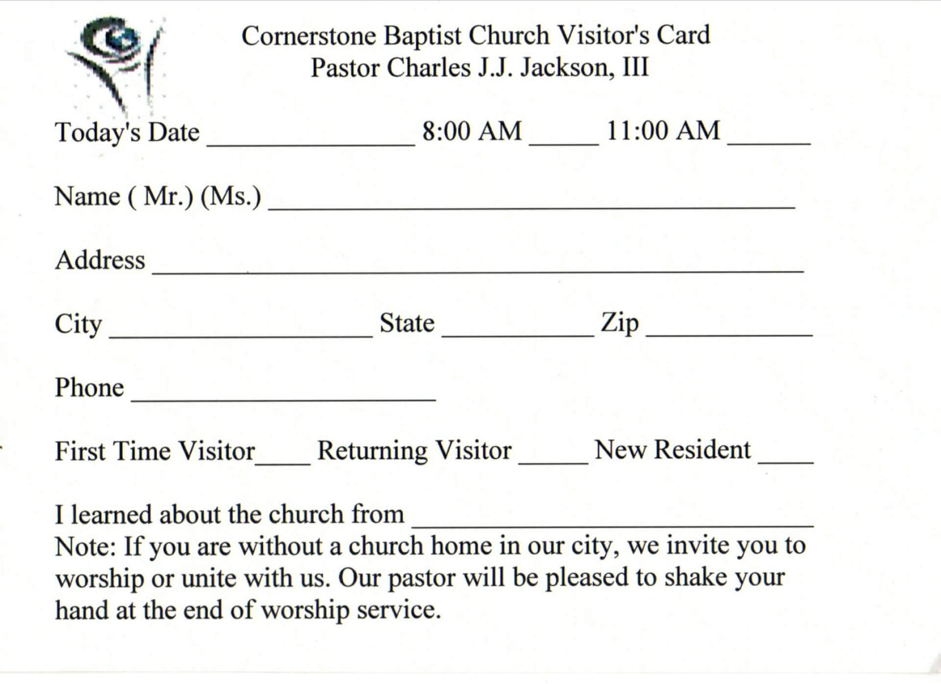 019 Template Ideas Church Visitor Card Word Impressive Inside Church Visitor Card Template