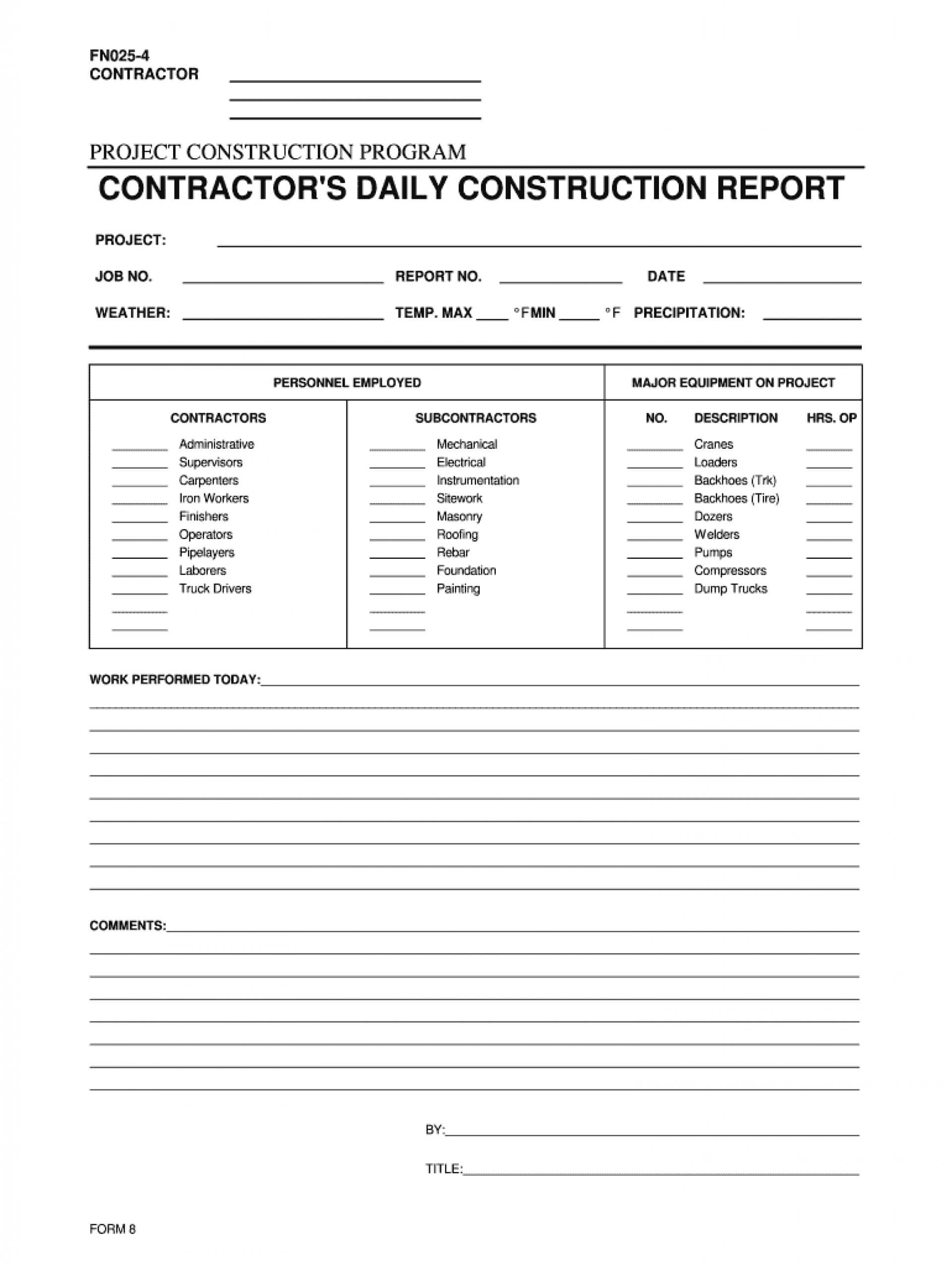 020 Template Ideas Construction Daily Report Excel Status Within Daily Reports Construction Templates