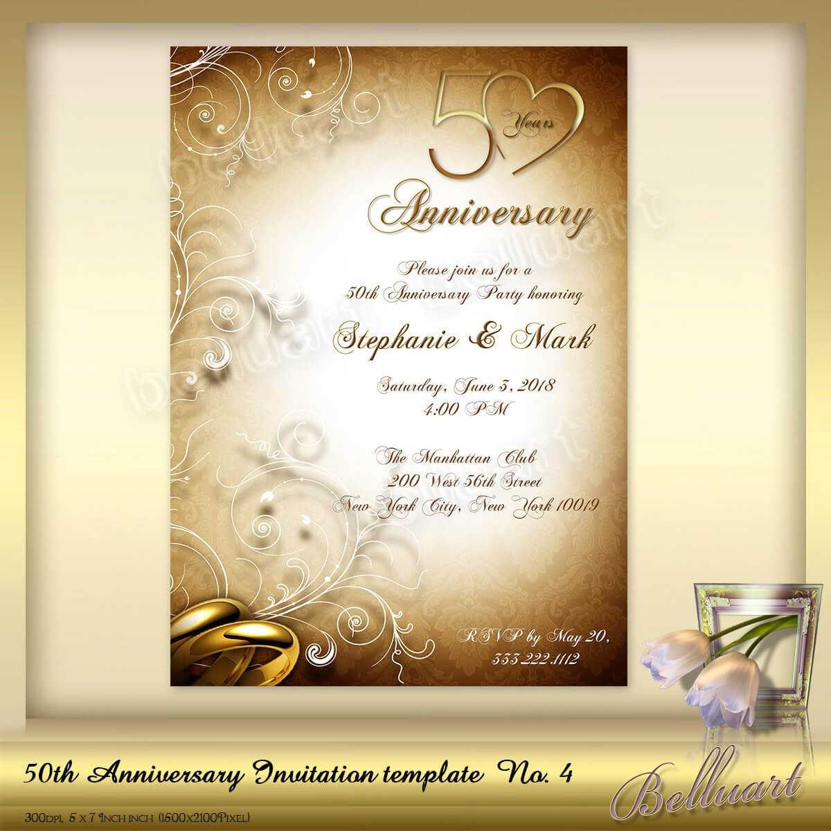 021 Template Ideas 50Th Wedding Anniversary Invitations With Regard To Word Anniversary Card Template