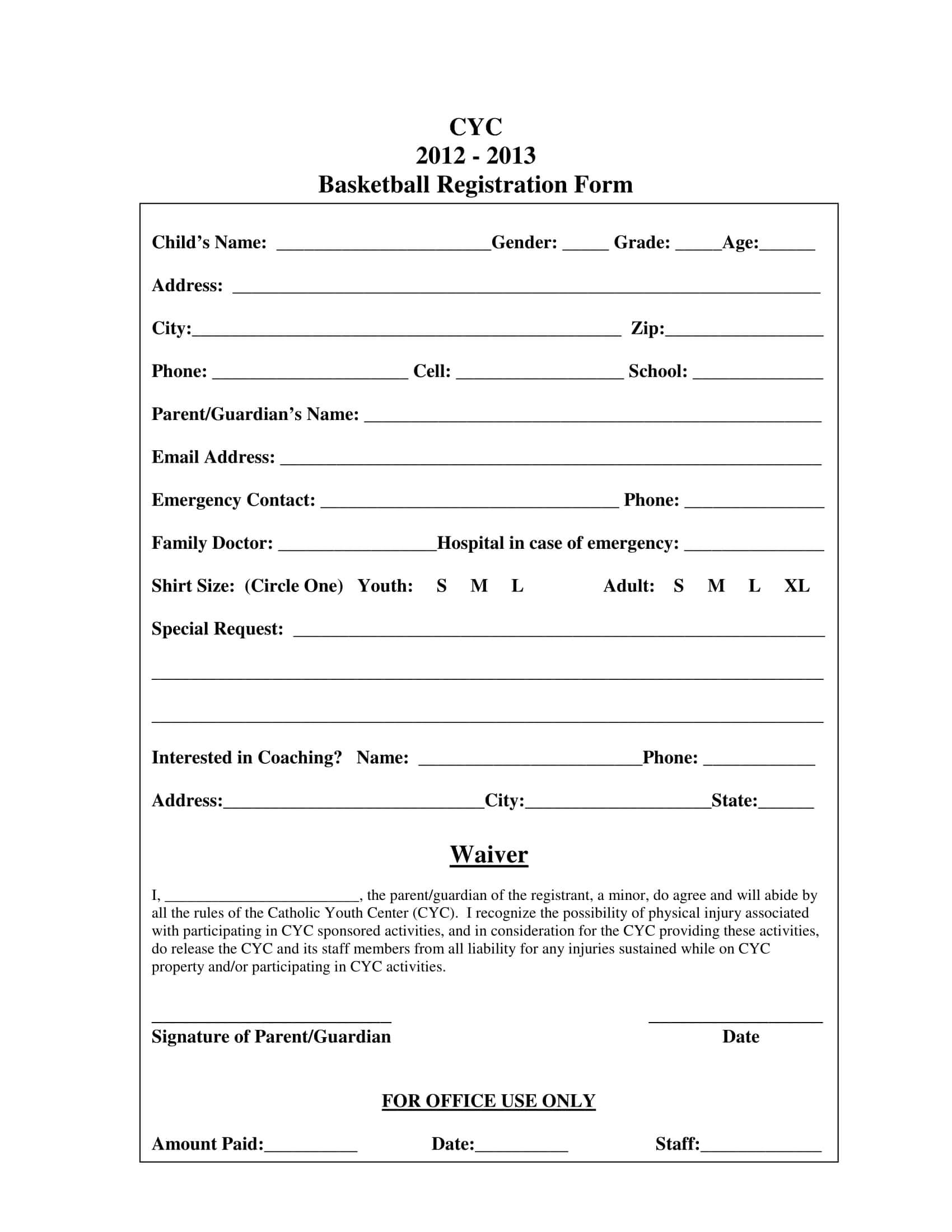 023 Template Ideas Basketball Registration Form Sample Free Pertaining To Basketball Camp Certificate Template
