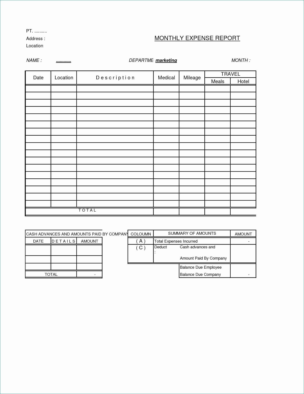 024 Free Expense Report Template Ideas Expenses Delightful With Regard To Company Expense Report Template