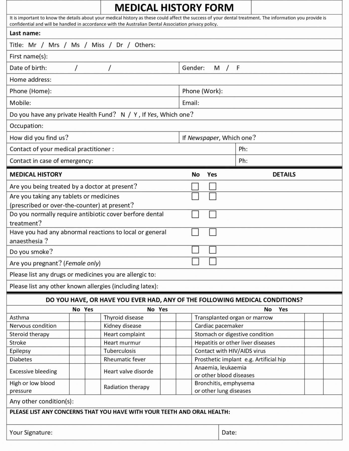 024 Template Ideas Patient Medical History Form Fantastic Intended For Medical History Template Word