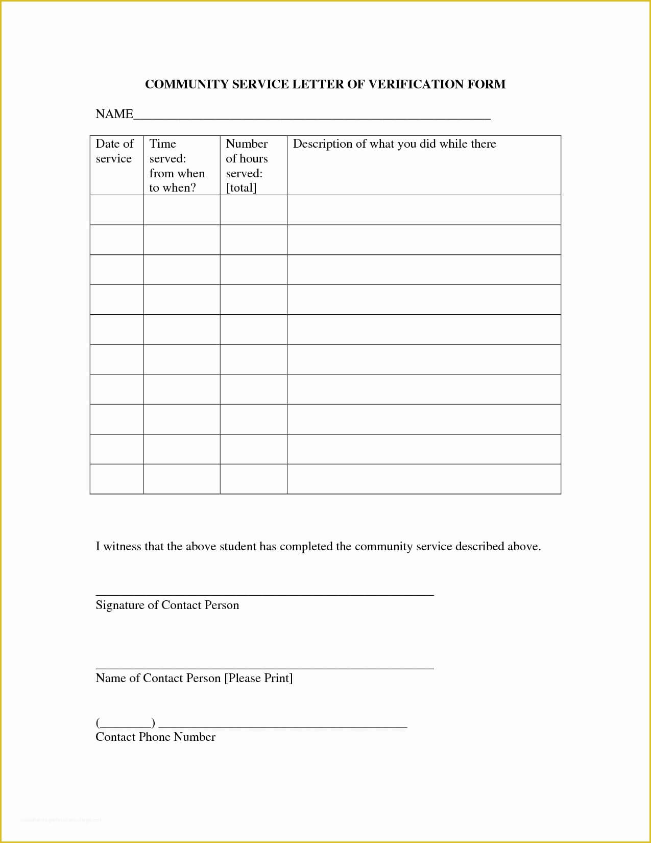 024 Volunteer Hours Form Template Application Unbelievable For Community Service Template Word