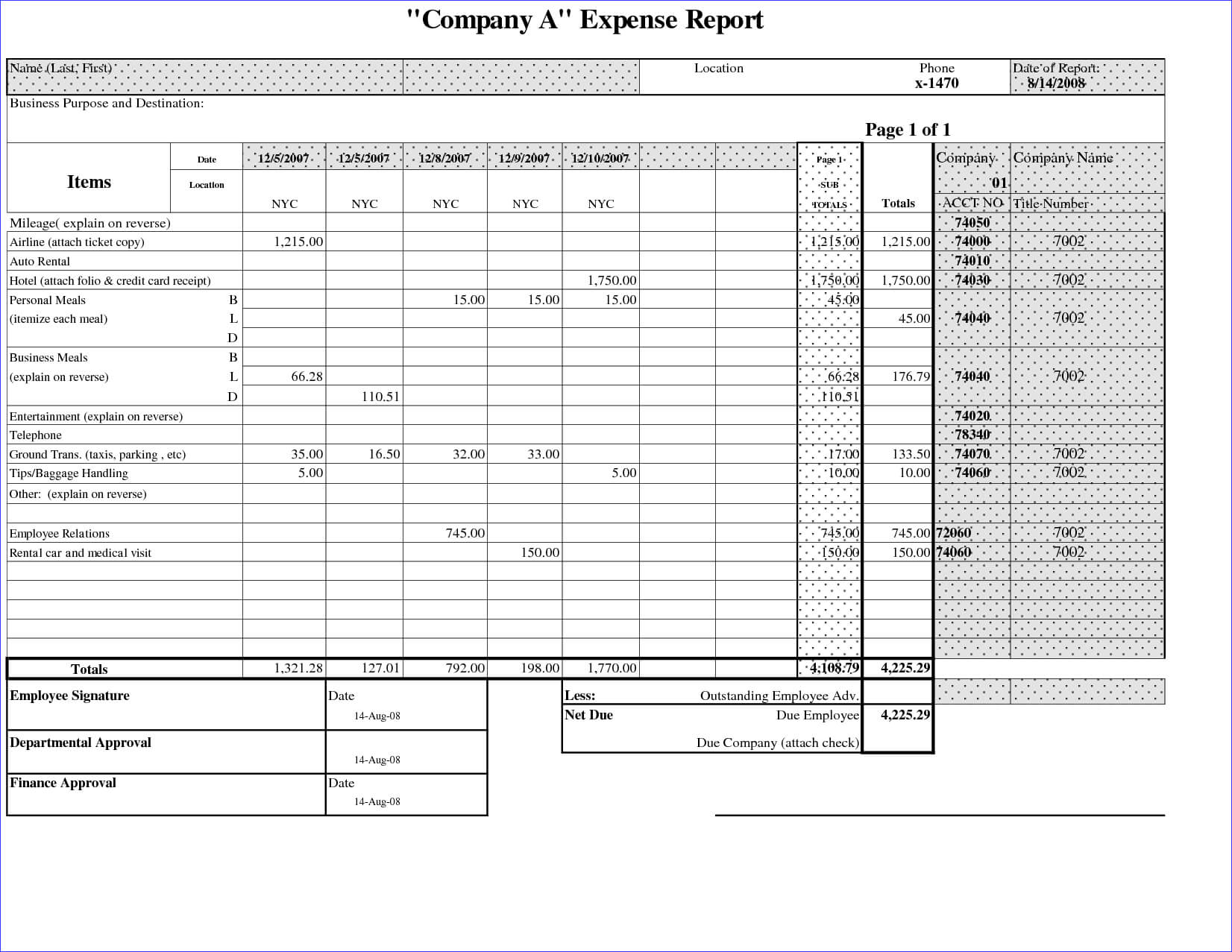 025 Business Expense Report Template Basic Company With With Company Expense Report Template