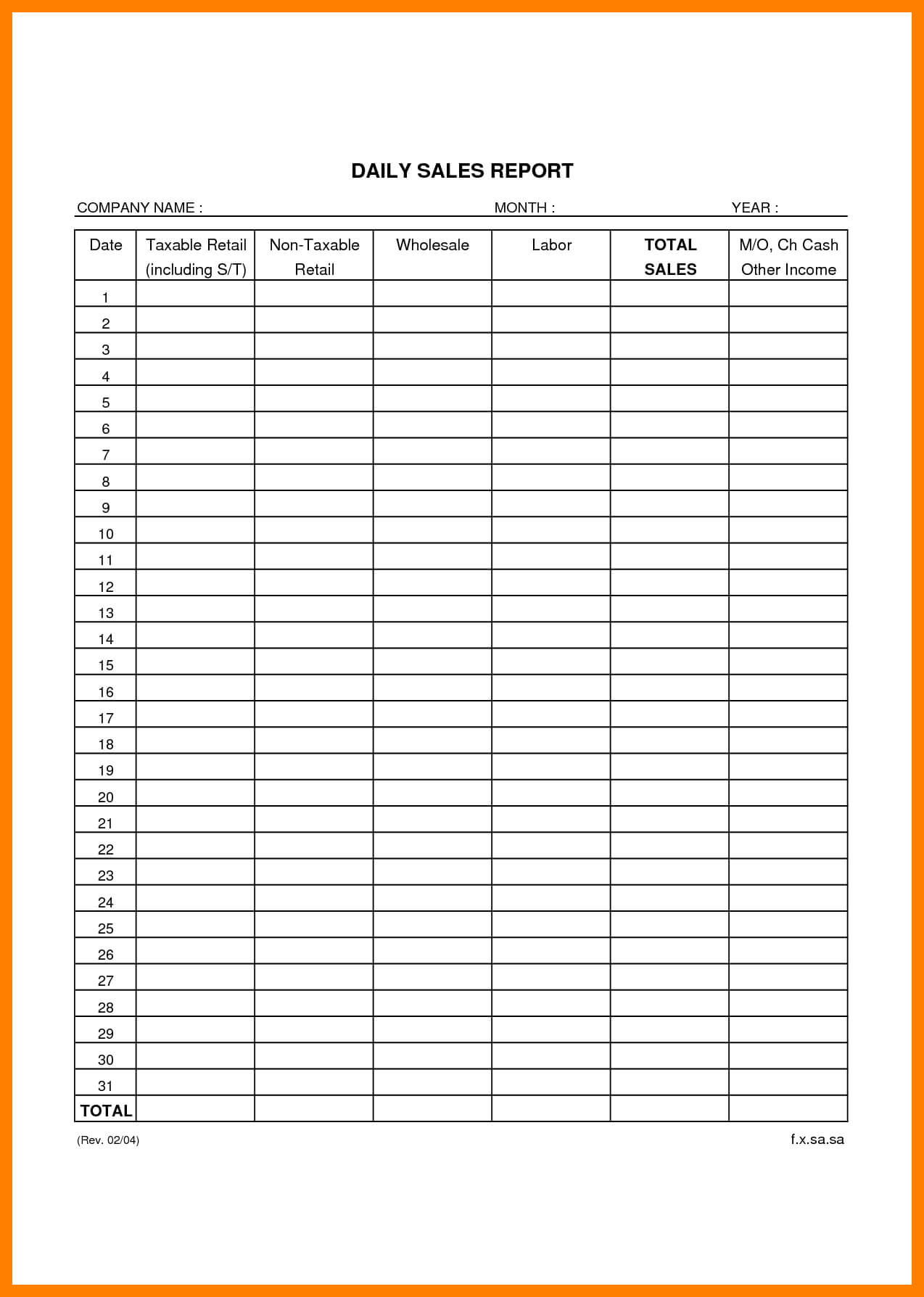 025 Daily Sales Report Template Retail Business Templates With Daily Sales Report Template Excel Free