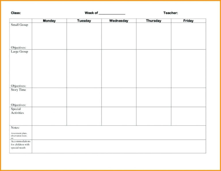 weekly lesson planner