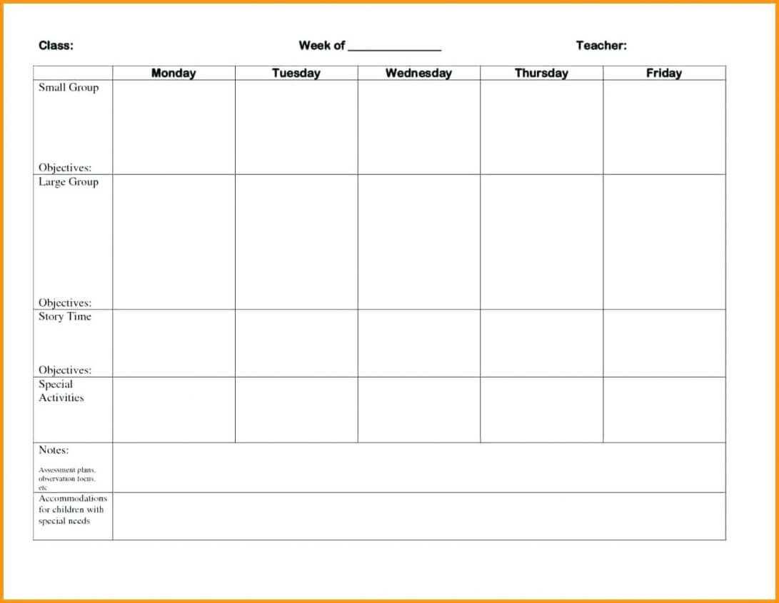 025 Free Lesson Plan Template Microsoft Word Blank Weekly With Blank Preschool Lesson Plan 