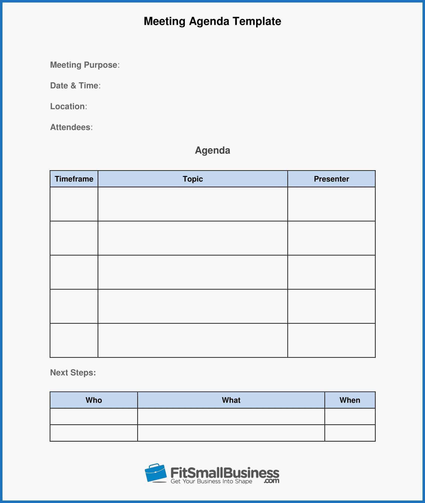 025 Free Meeting Agenda Template Word One On Templates For In Free Meeting Agenda Templates For Word