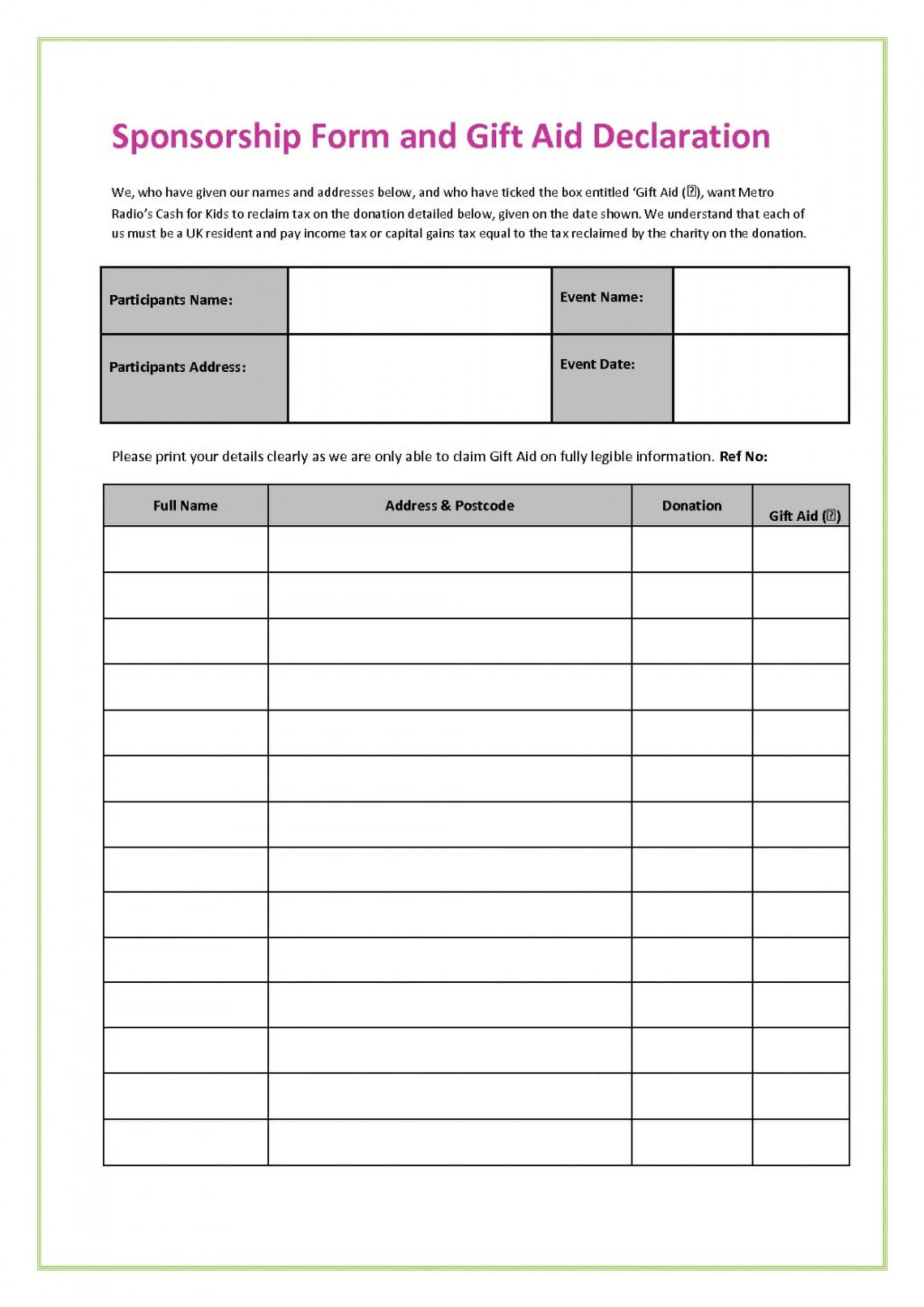 025 Fundraiser Form Template Free Ideas Printable Order In Blank Sponsor Form Template Free