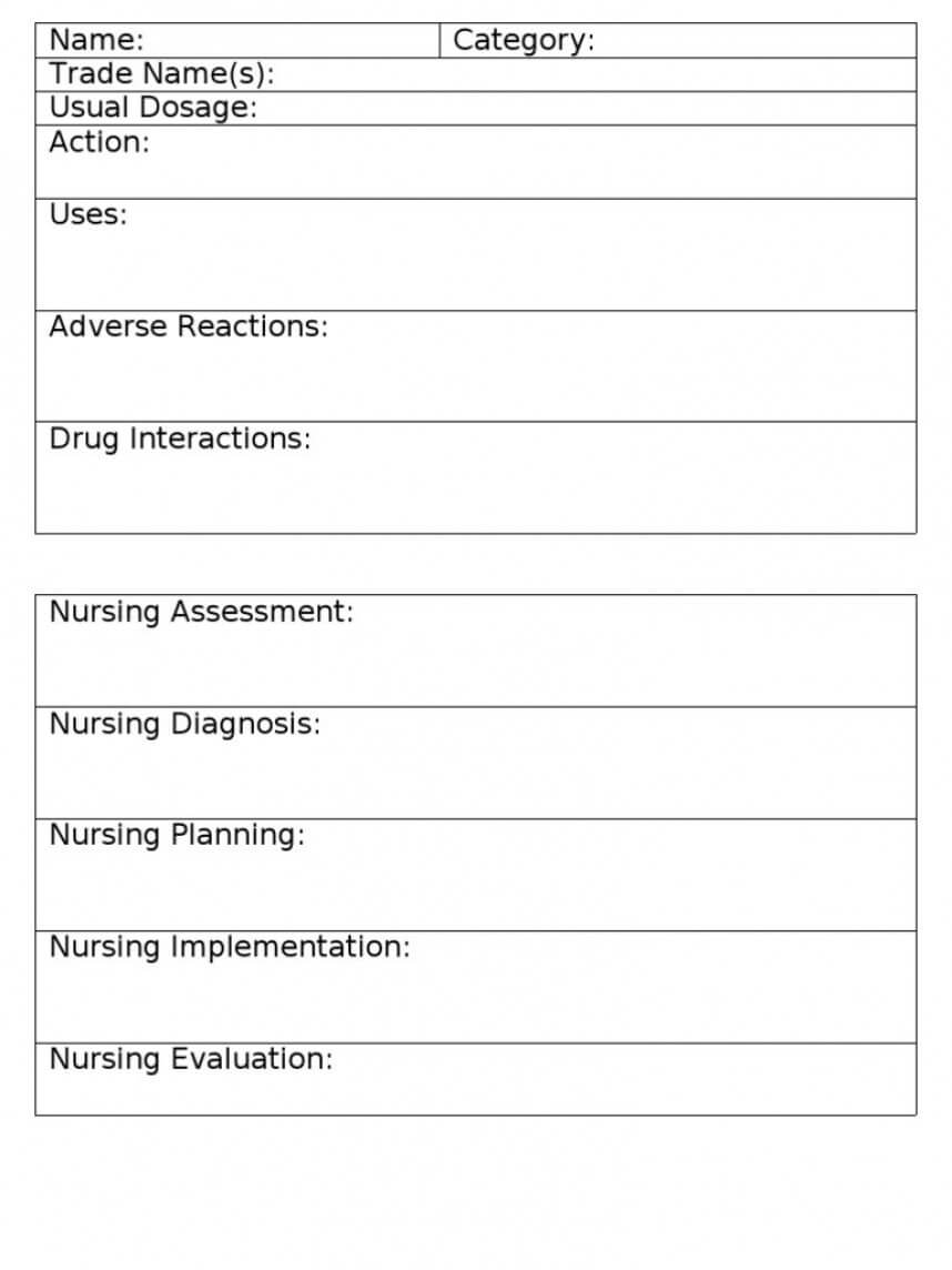 025 Nursing Drug Card Template Ideas Staggering School Intended For Med Card Template