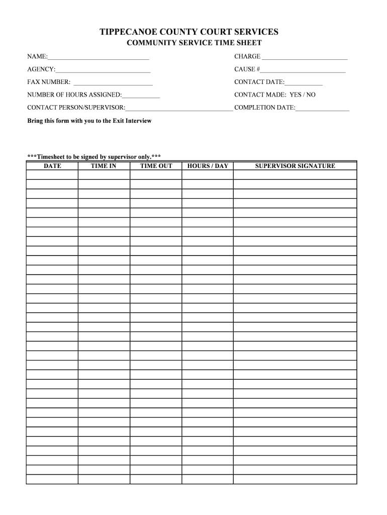 026 Large Volunteer Hours Form Template Unbelievable Ideas Pertaining To Community Service Template Word