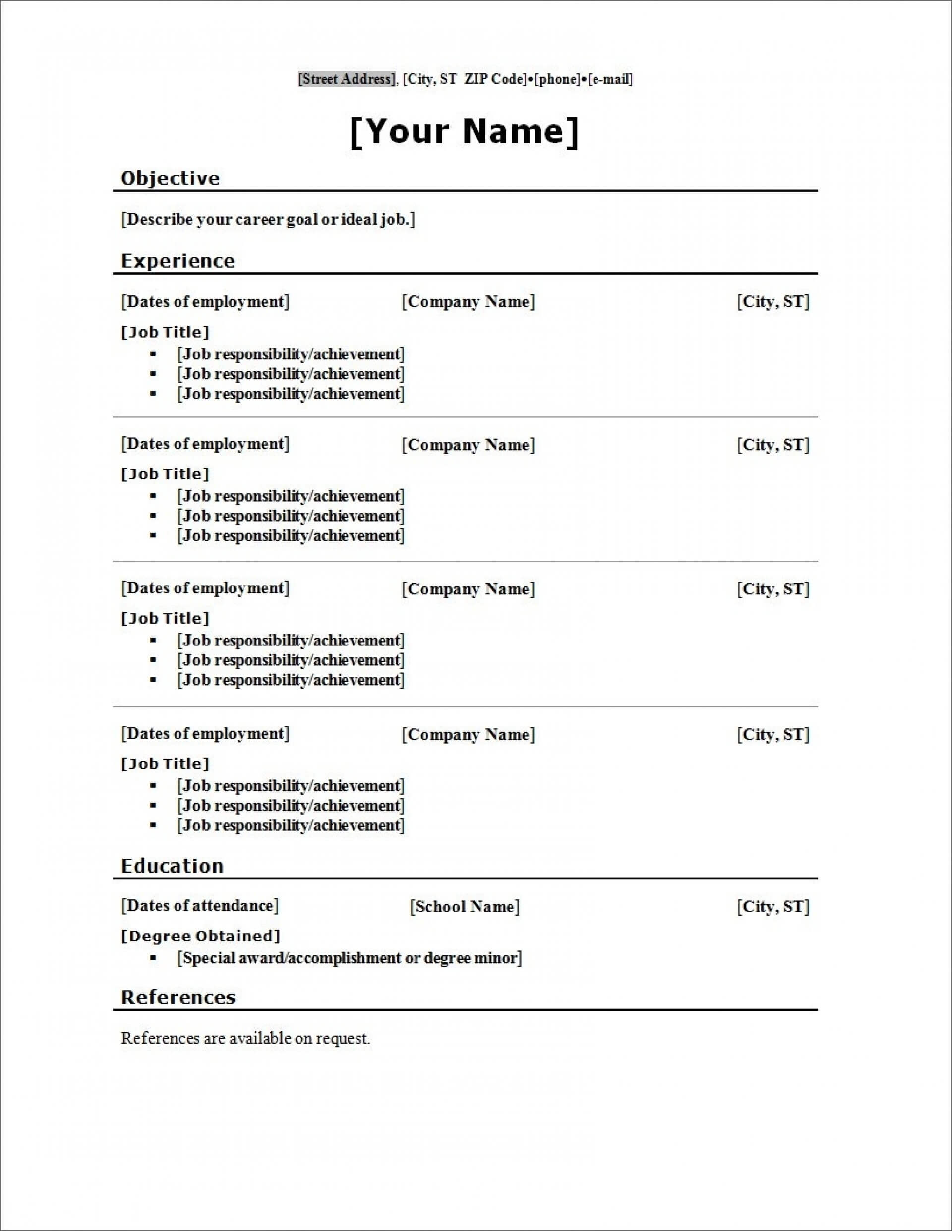 027 Free Blank Resume Templates Blanksume Form Professional For Free Printable Resume Templates Microsoft Word