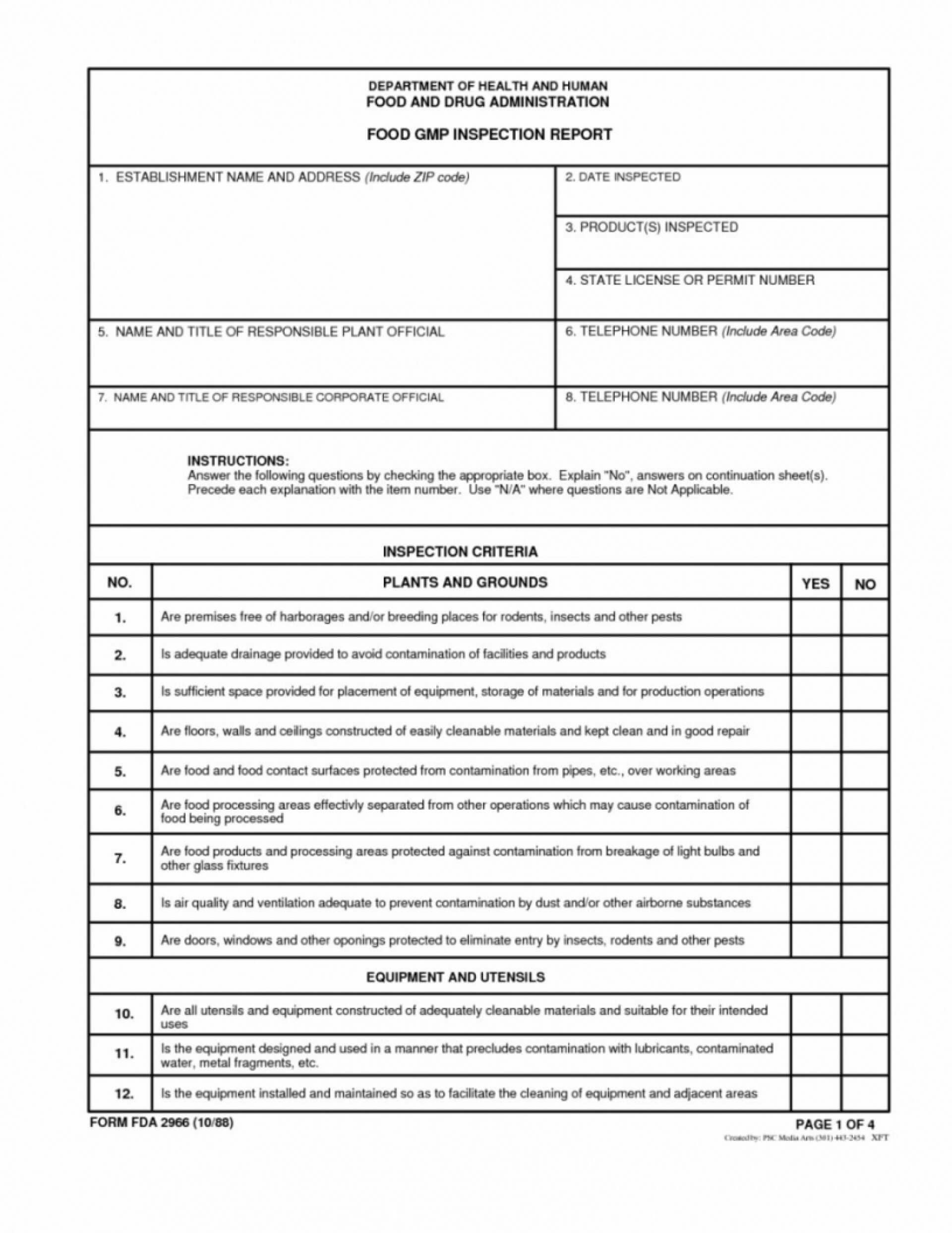 027 Home Inspection Form Template Ideas Astounding Report Regarding Gmp Audit Report Template