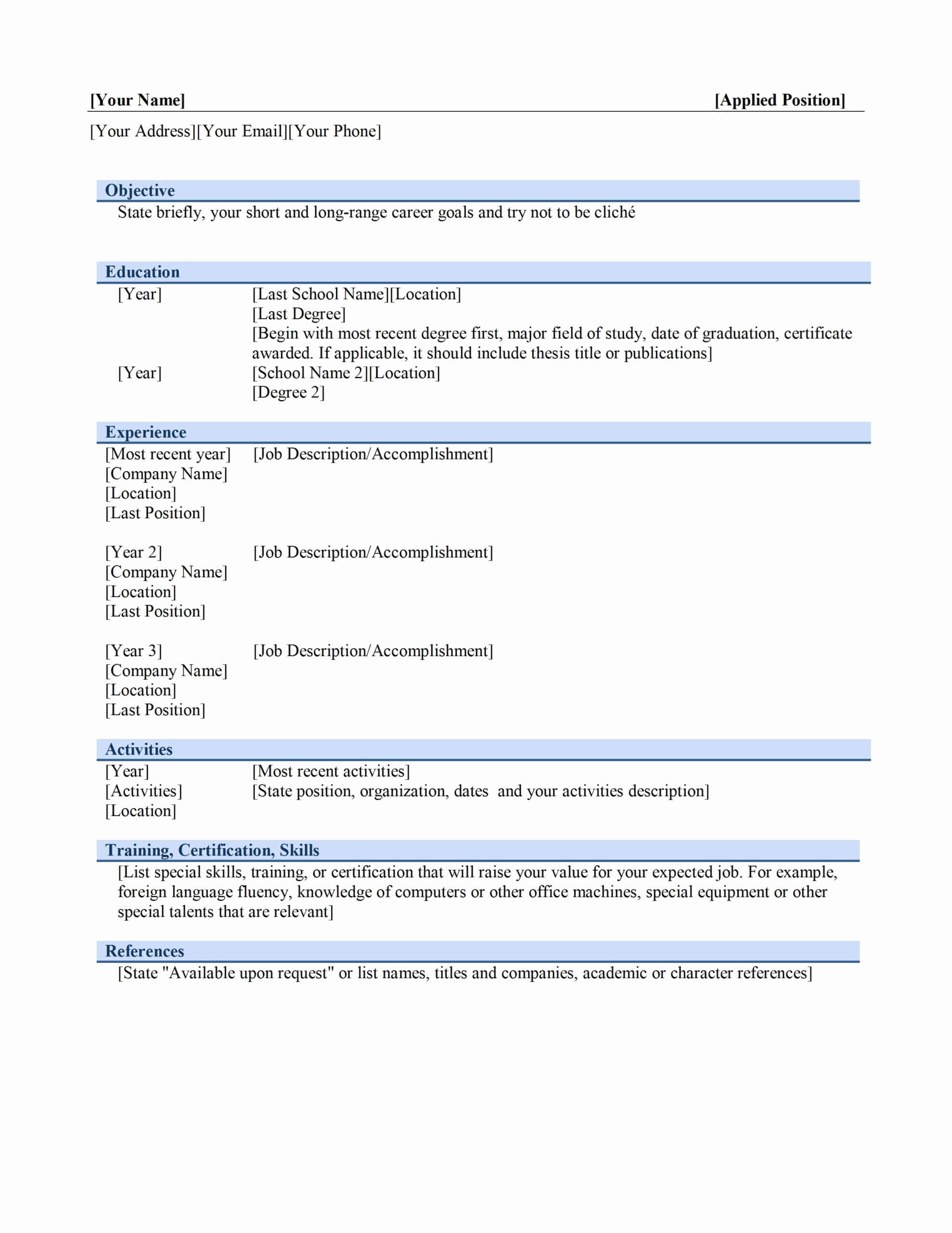 029 Chronological Resume Template Microsoft Word Tjfs With Free Basic Resume Templates Microsoft Word