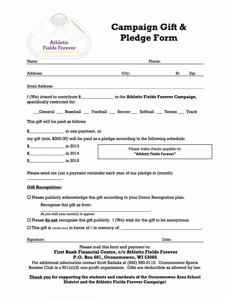030 Fundraising Form Template Word Charity Pledge Wonderful Pertaining To Free Pledge Card Template