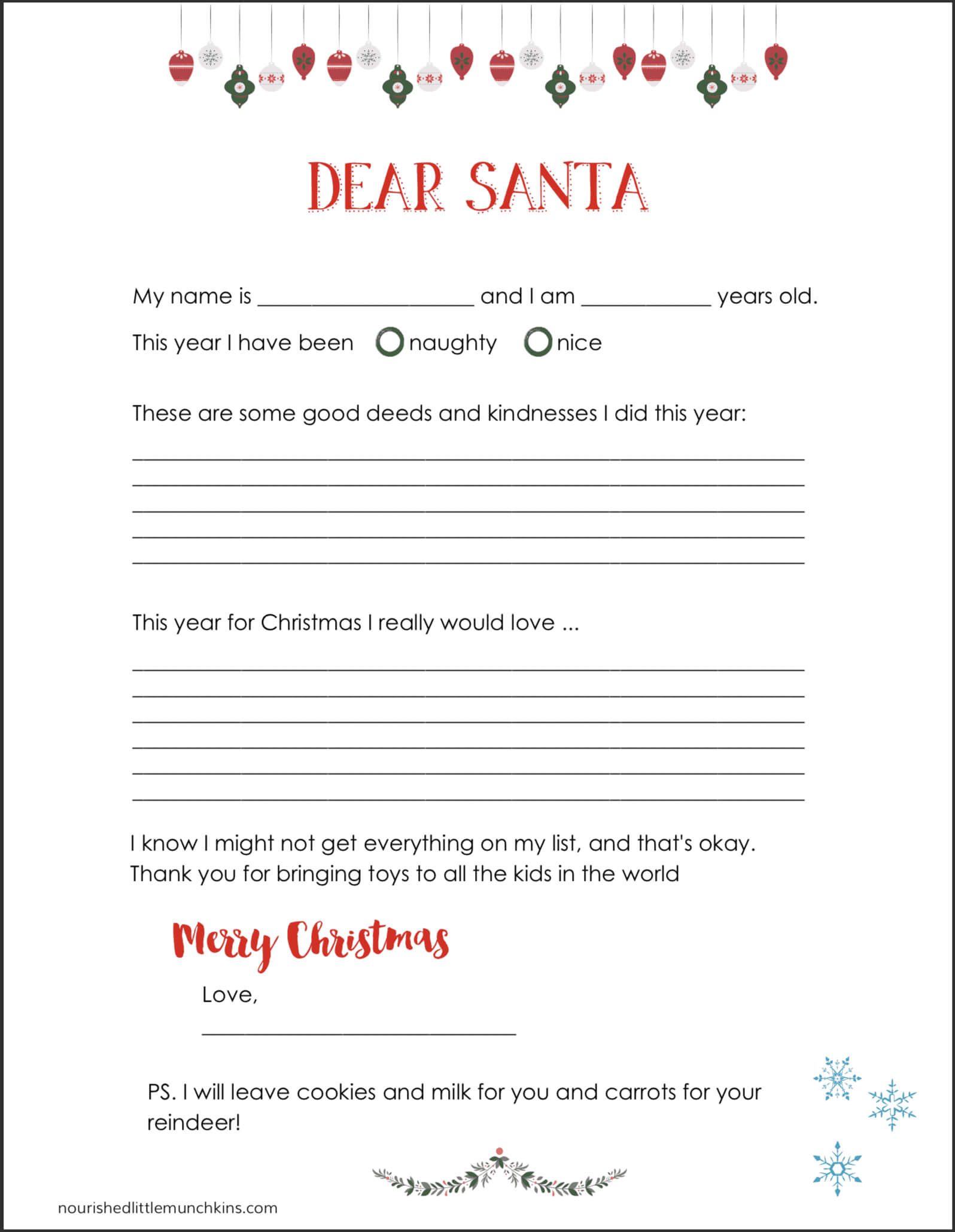 031 Letter To Santa Globes Fill In The Blanks Blank From With Blank Letter From Santa Template