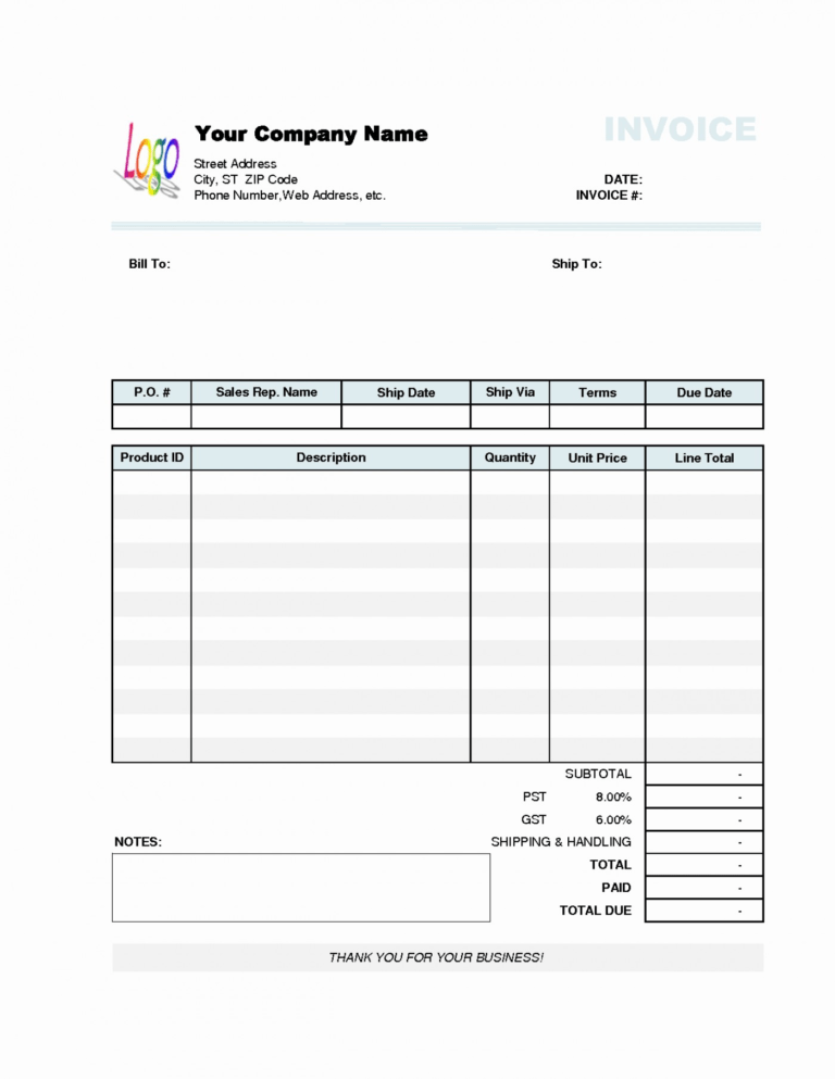 Invoice Template Word 2010