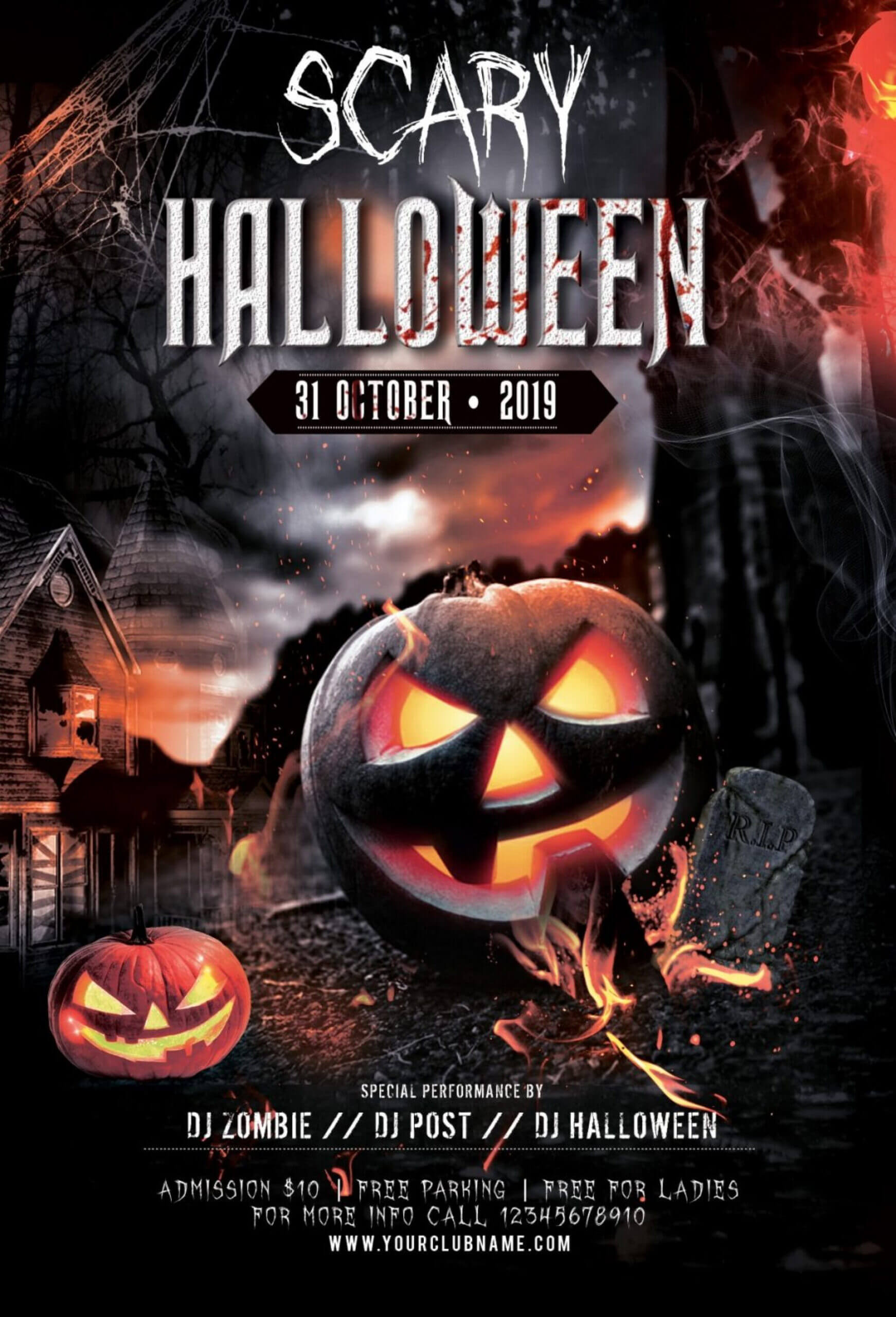 034 Free Birthday Flyer Templates Halloween Party Printable Throughout Dance Flyer Template Word