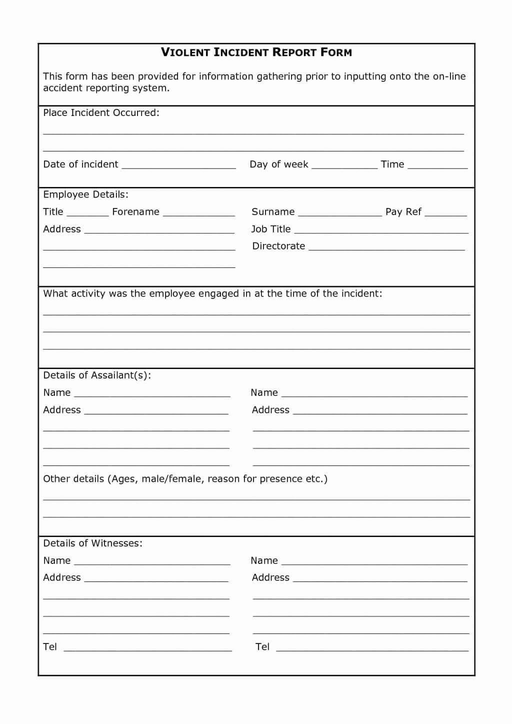 034 Incident Report Form Template Word Work Lovely Accident With Health And Safety Incident Report Form Template