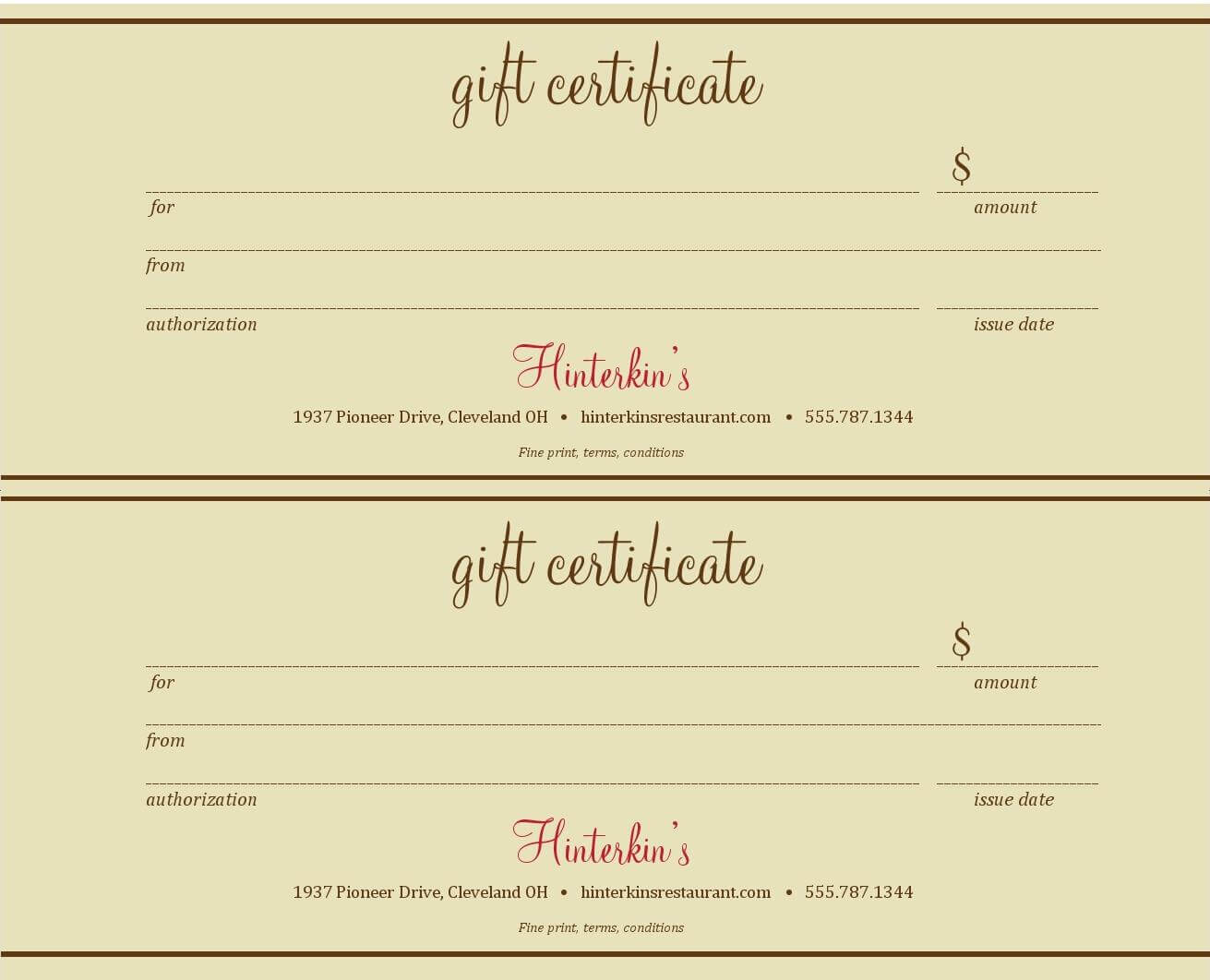 034 Template Ideas Restaurant Gift Certificate 121364 With Regard To Restaurant Gift Certificate Template