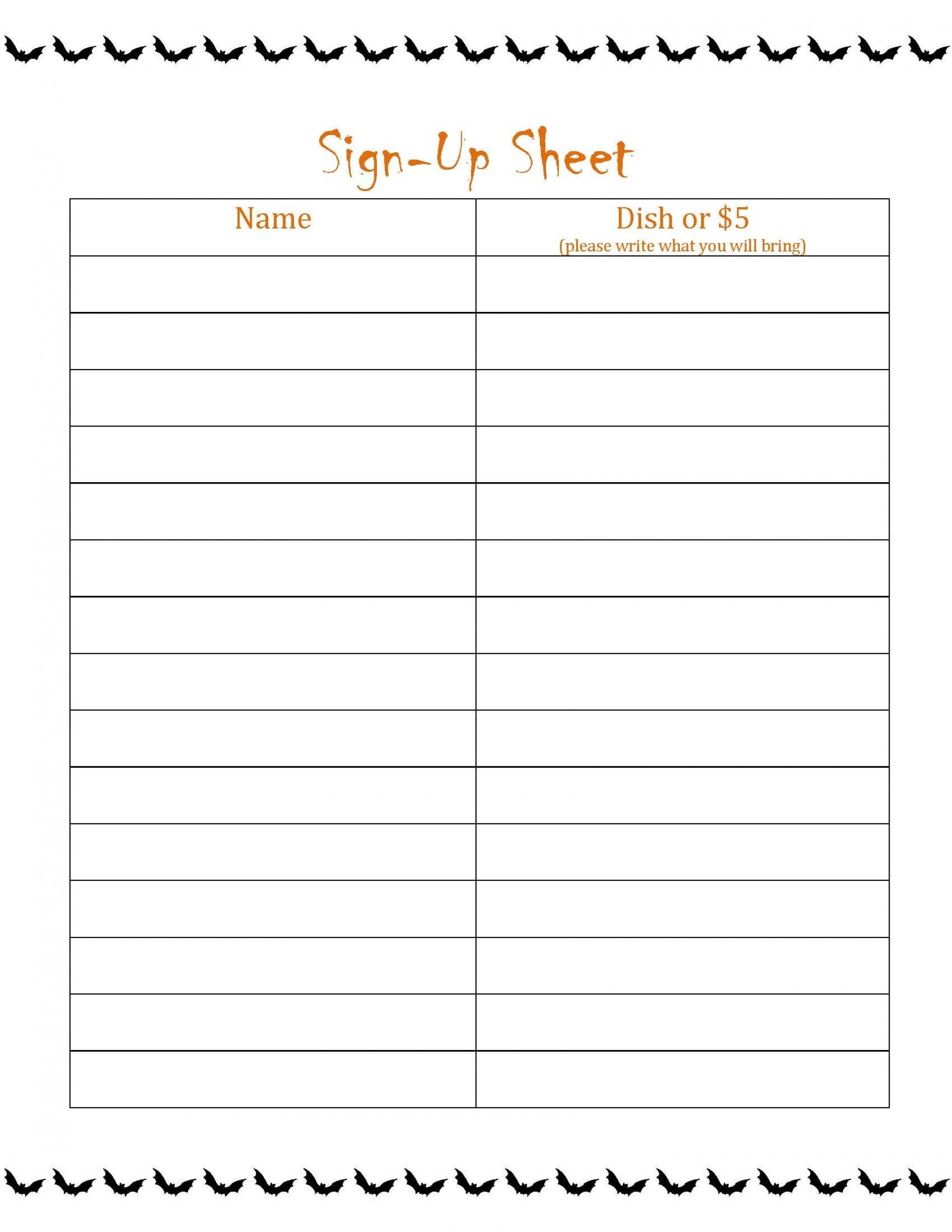 035 Thanksgiving Potluck Sign Up Sheet Template Word Signup With Regard To Potluck Signup Sheet Template Word