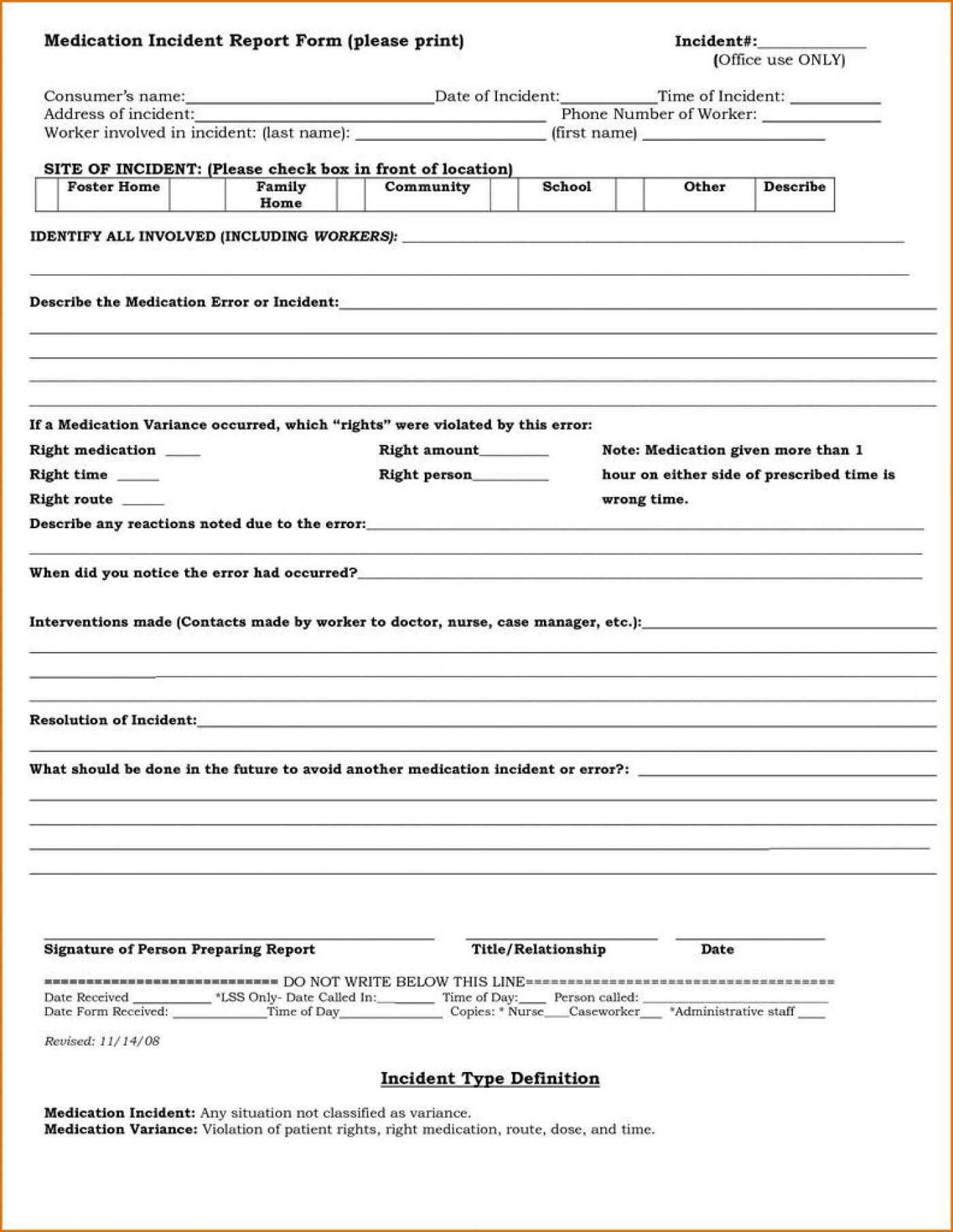 036 Medication Release Form Template Medical Forms Ideas Regarding Medication Incident Report Form Template