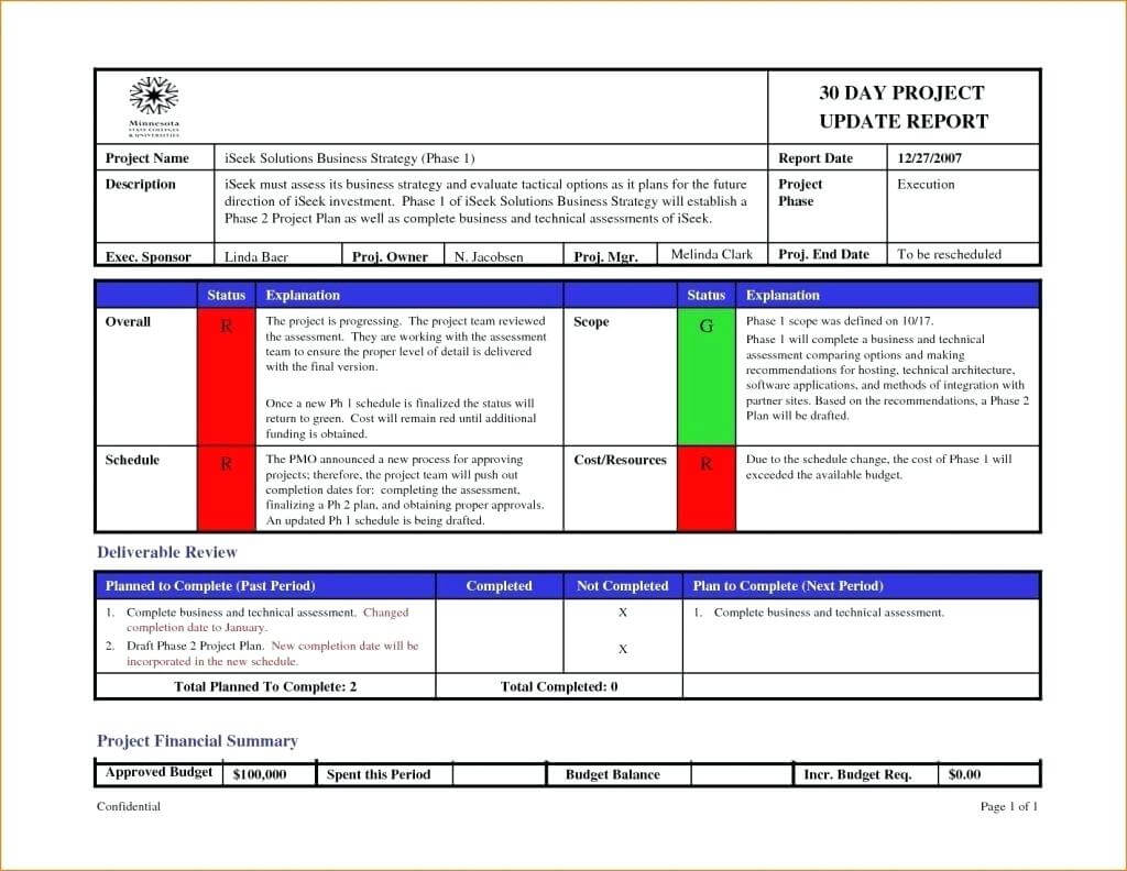 036 Status Report Template Excel Ideas Project Management Regarding Monthly Status Report Template Project Management