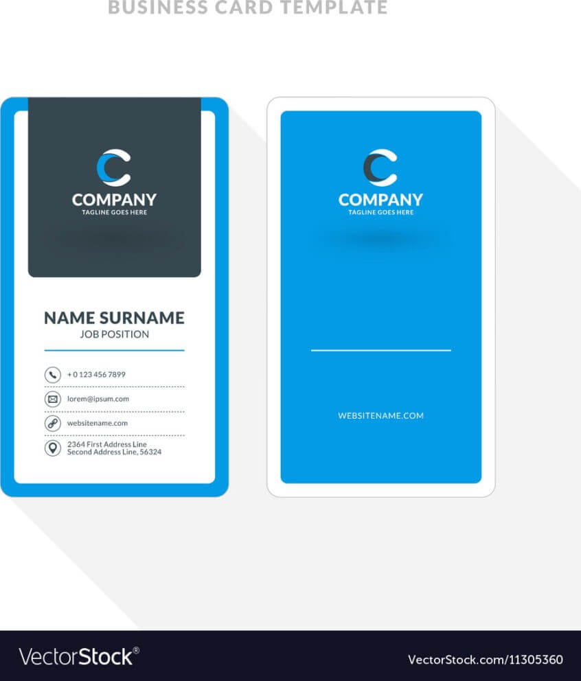 036 Vertical Double Sided Business Card Template Blue With 2 Sided Business Card Template Word