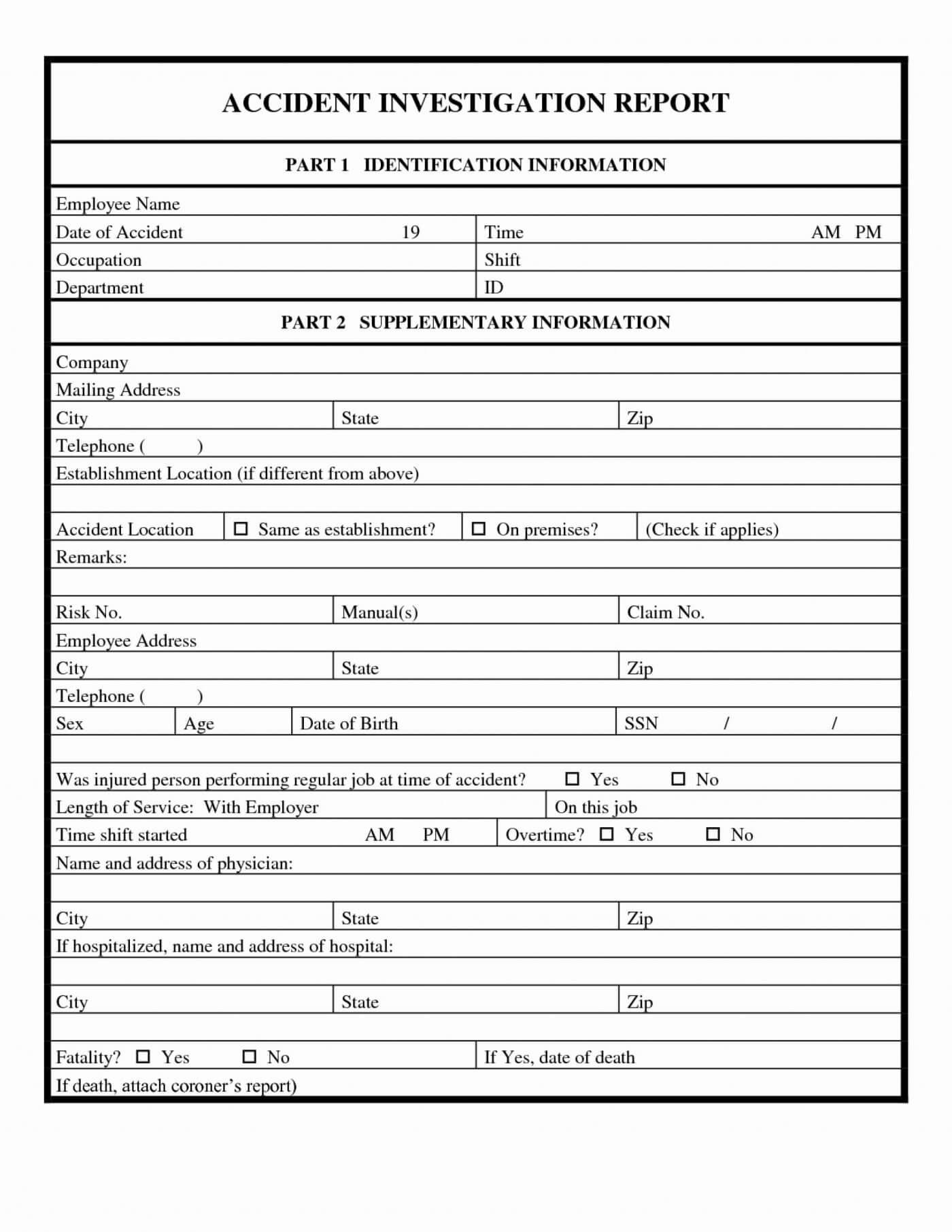 037 Template Ideas Incident Report Format Word Hospital Form Pertaining To Sample Fire Investigation Report Template