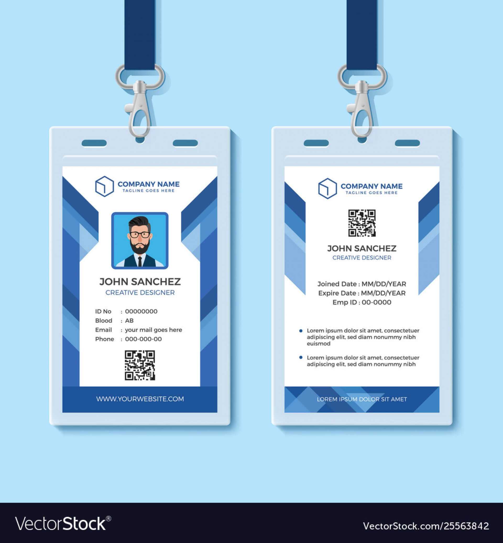 042 Template Ideas Employee Id Card Templates Blue Design With Id Card Template For Microsoft Word