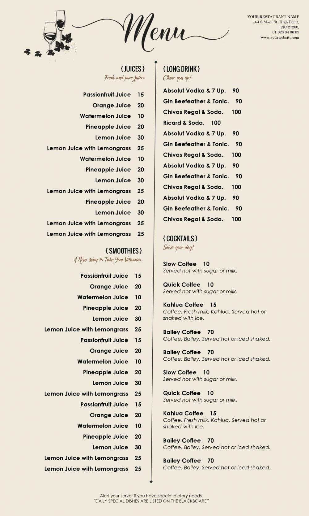 04D50 Restaurant Menu Templates Word | Wiring Resources Intended For Free Cafe Menu Templates For Word