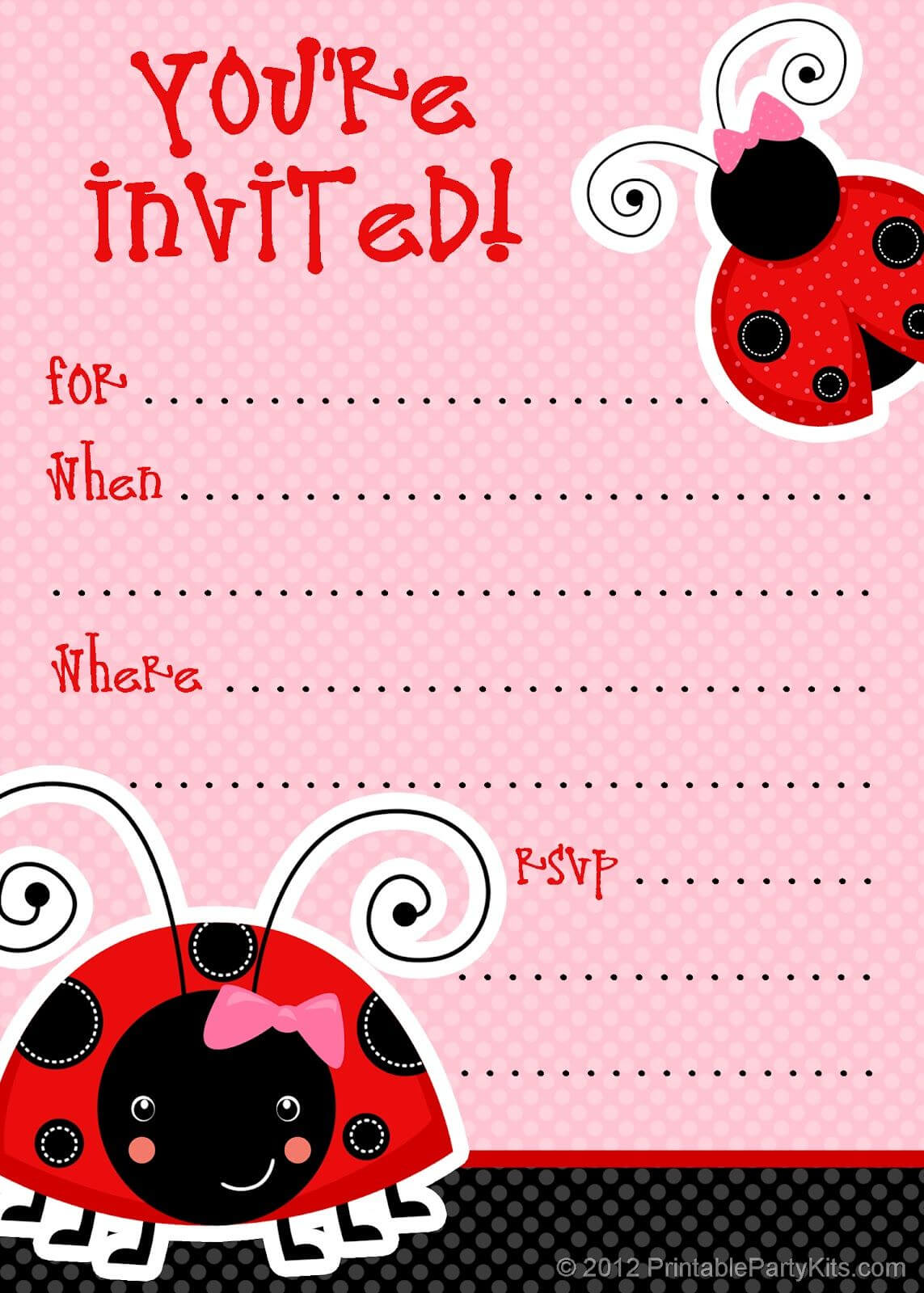 1) Free Printable Ladybug Invitation Blank Template. 2 Throughout Blank Ladybug Template
