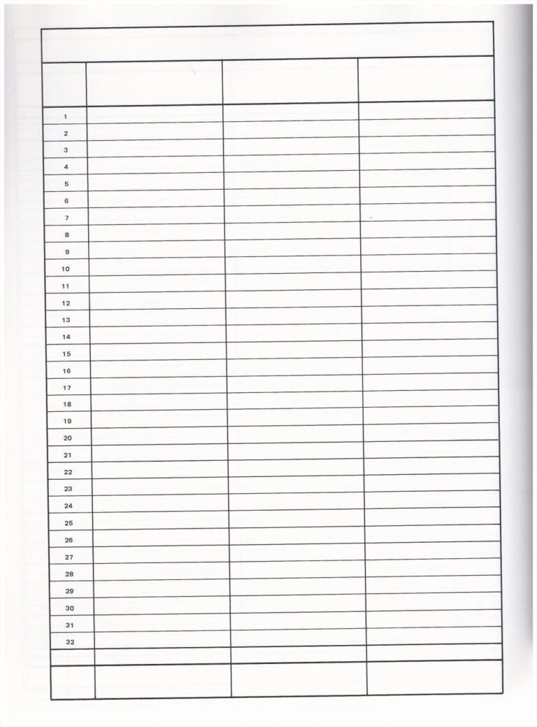 Blank 8 Column Chart Template