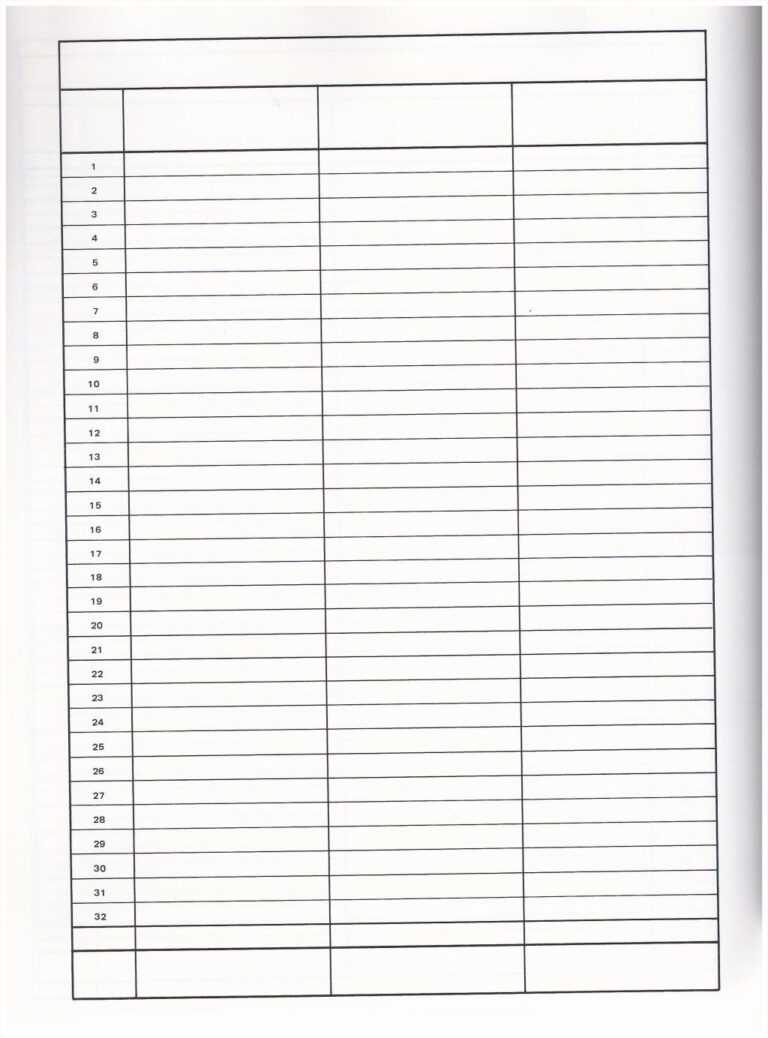 Blank 8 Column Chart Template