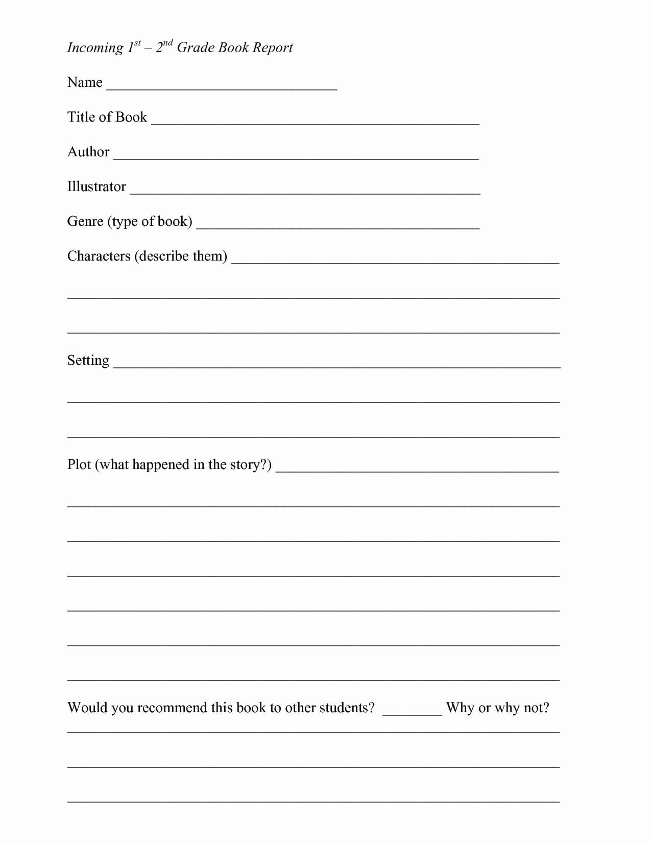 10+ Book Report Templates | 2Phost Regarding 1St Grade Book Report Template