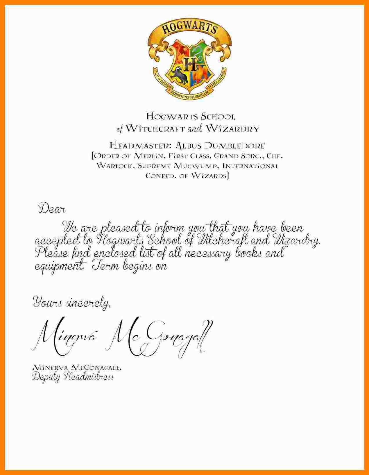 10+ Free Printable Harry Potter Acceptance Letter St Throughout Harry