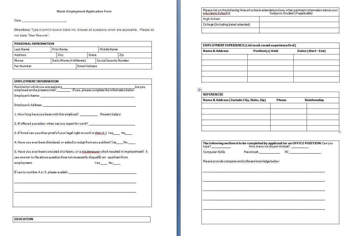 10+ Job Application Form Sample Format | Ledger Paper With Job Application Template Word