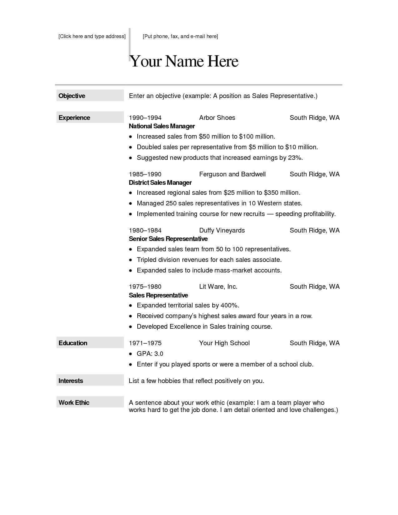 100 Free Printable Resume Templates | Sample Resume | Free Inside Free Printable Resume Templates Microsoft Word