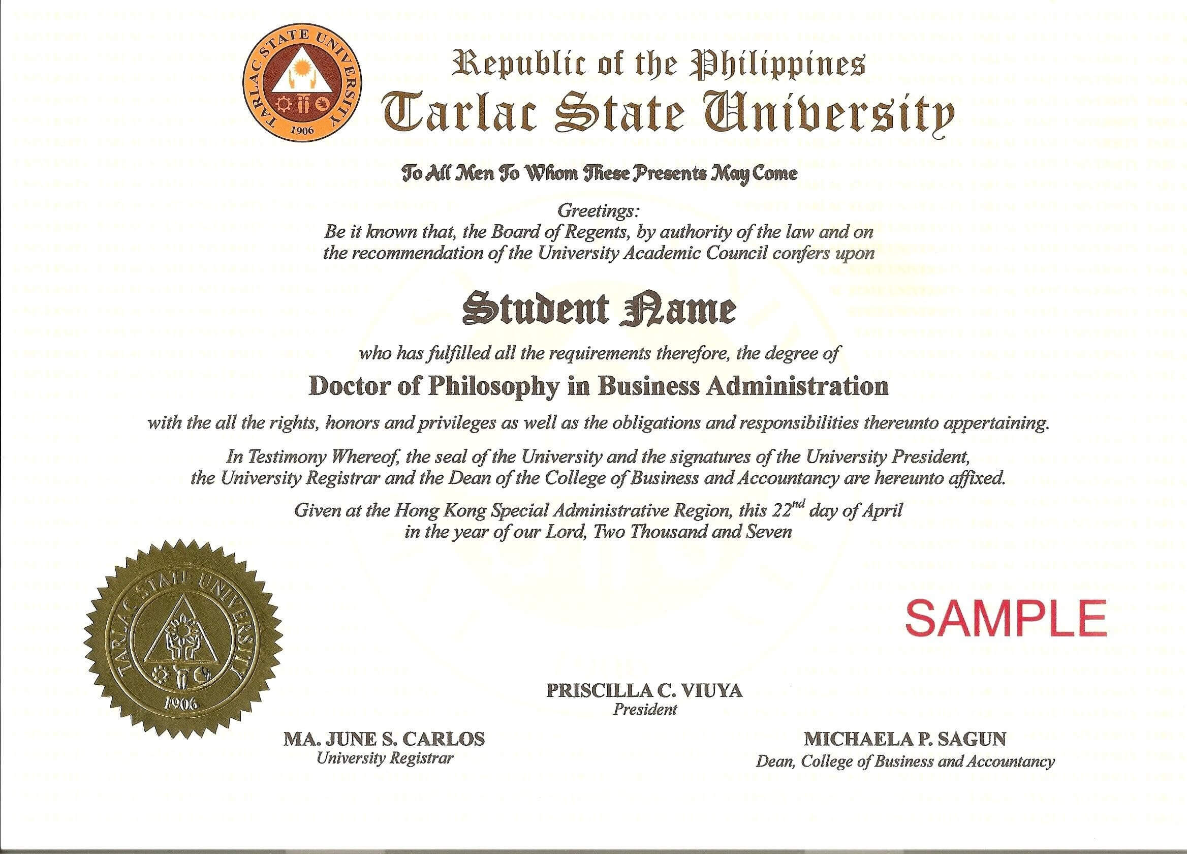 11 Free Printable Degree Certificates Templates Phd In Doctorate Certificate Template