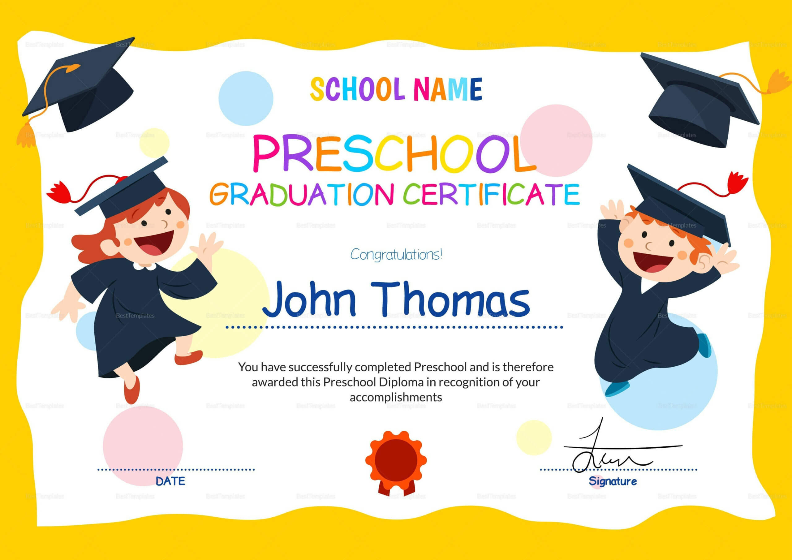 11+ Preschool Certificate Templates - Pdf | Free & Premium Within Preschool Graduation Certificate Template Free