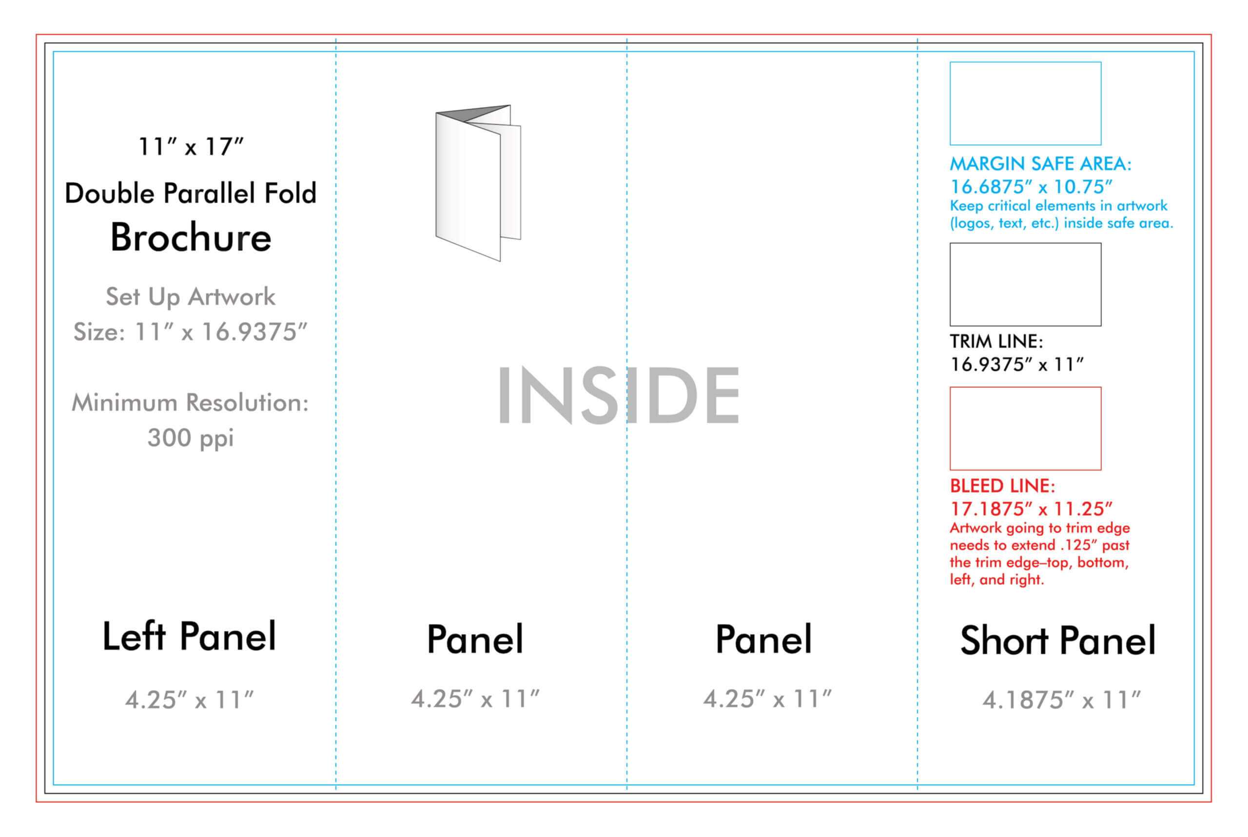 11" X 17" Double Parallel Brochure Template – U.s. Press In Brochure 4 Fold Template