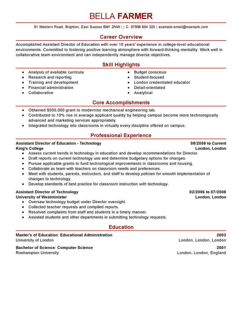 12 Amazing Education Resume Examples | Livecareer Intended For Training Summary Report Template