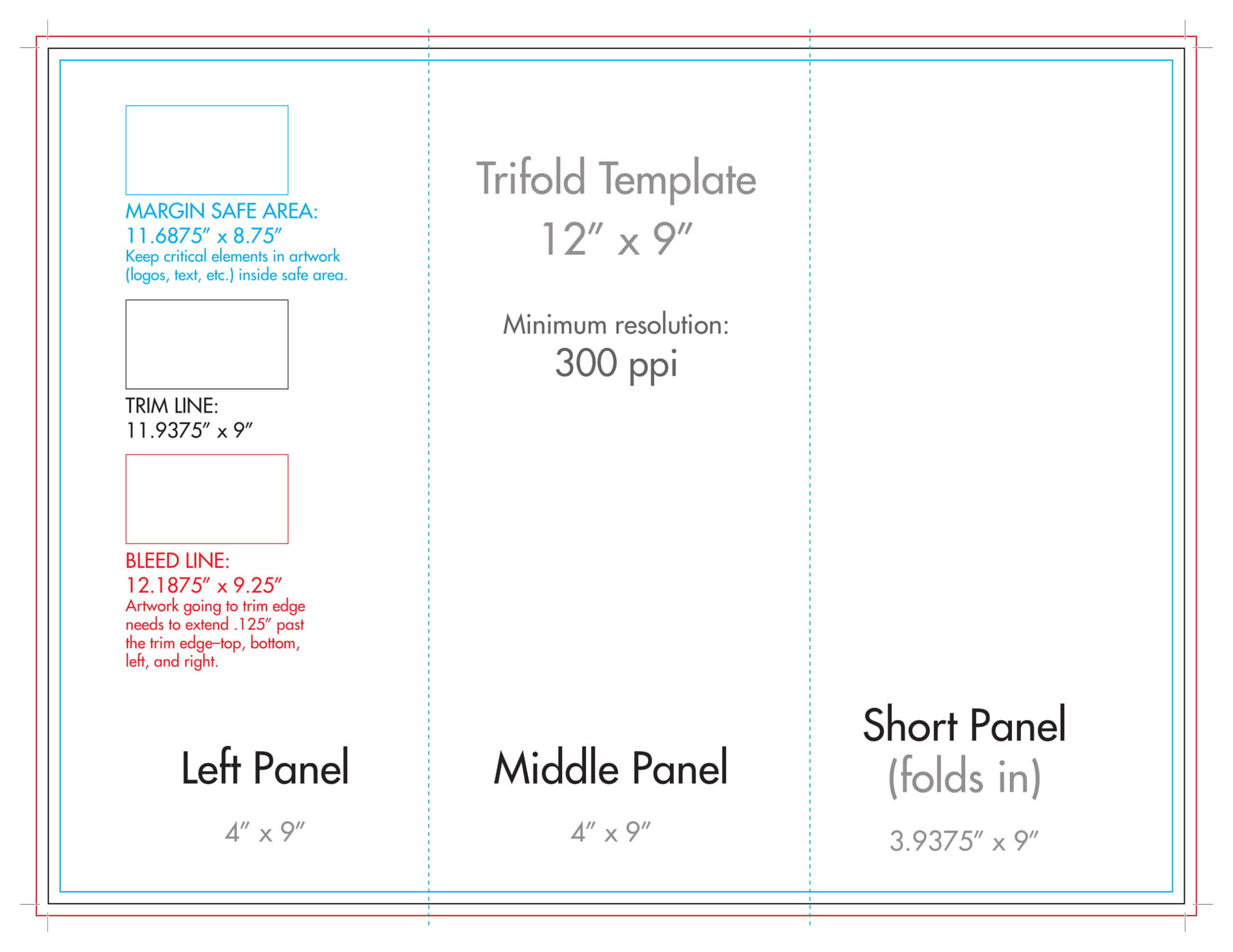 12" X 9" Rack Brochure Template (Tri Fold) – U.s. Press In Three Panel Brochure Template