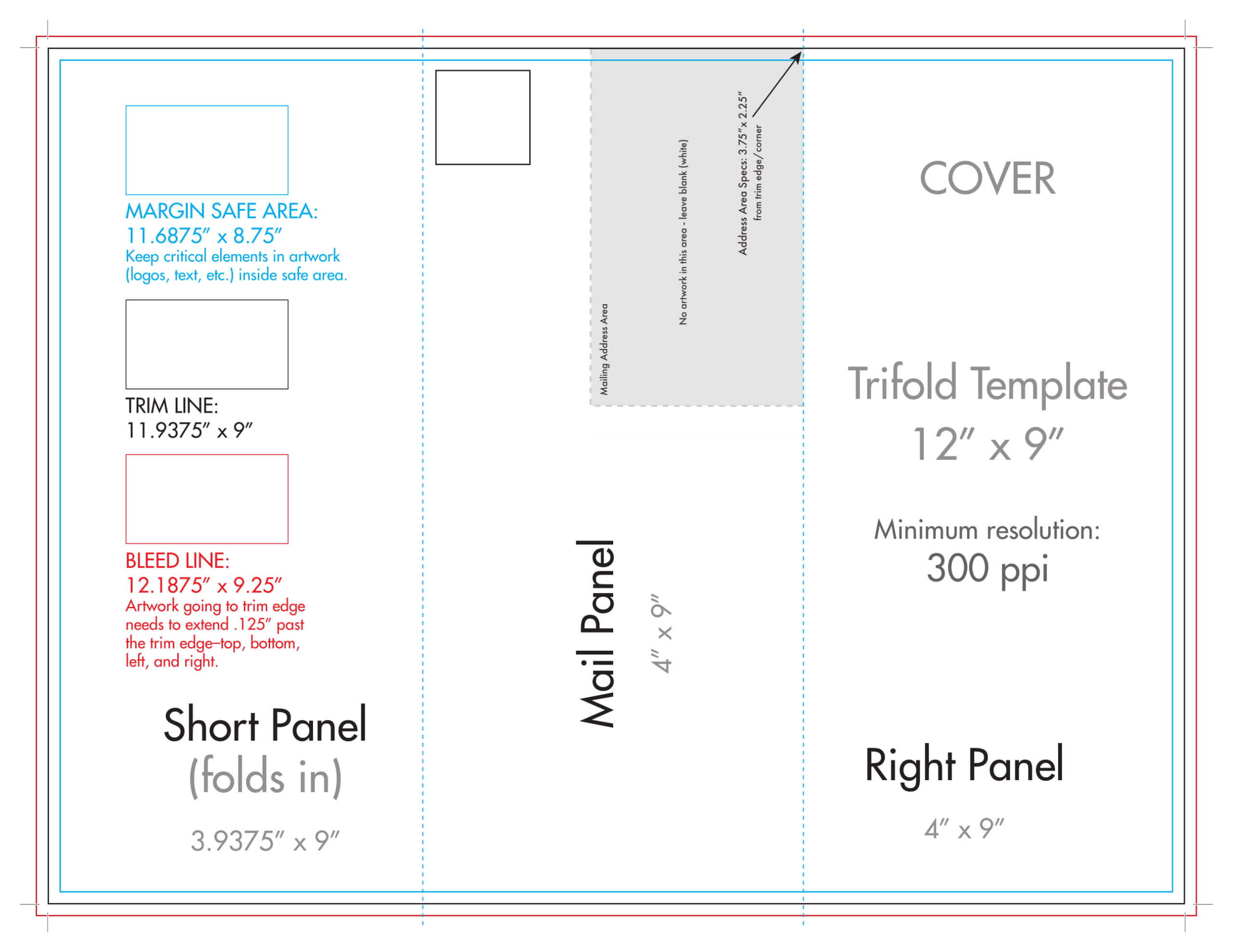 12" X 9" Rack Brochure Template (Tri Fold) – U.s. Press Intended For Brochure Folding Templates