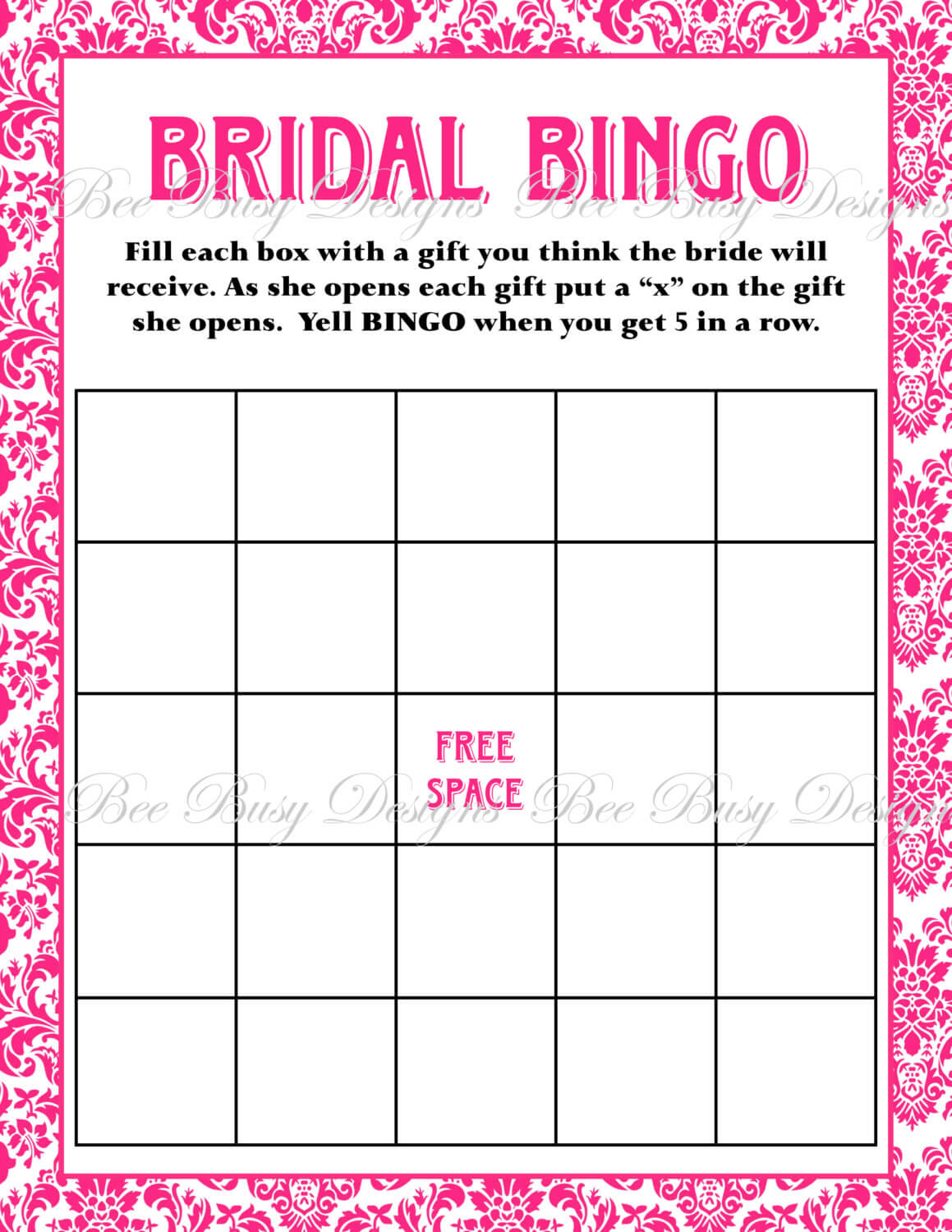 13 Best Photos Of Printable Bridal Shower Bingo Templates Inside Blank Bridal Shower Bingo Template